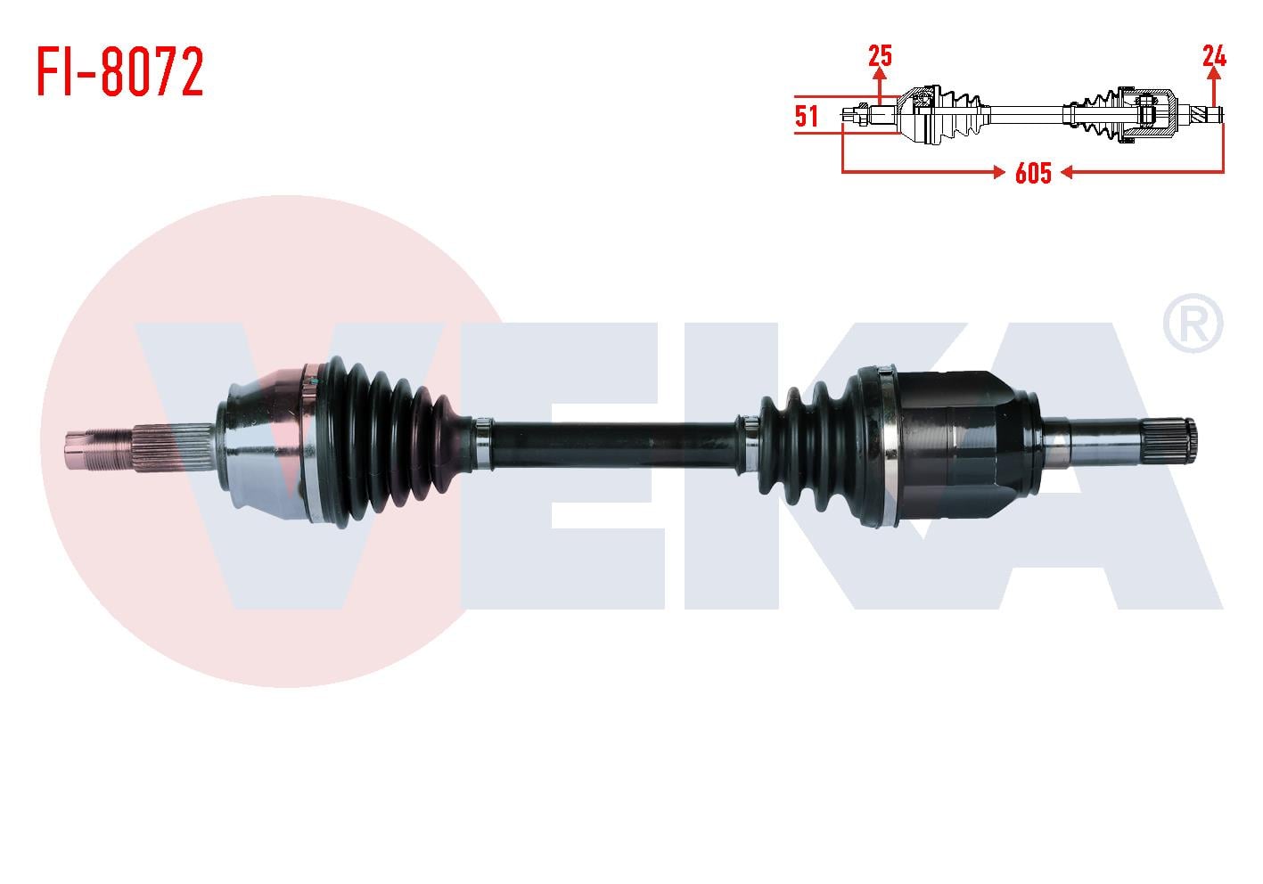 KOMPLE AKS SOL ON UZUNLUK 605mm FIAT FIORINO (225) 1.3 MJT EURO 5-6 M-T 2013-