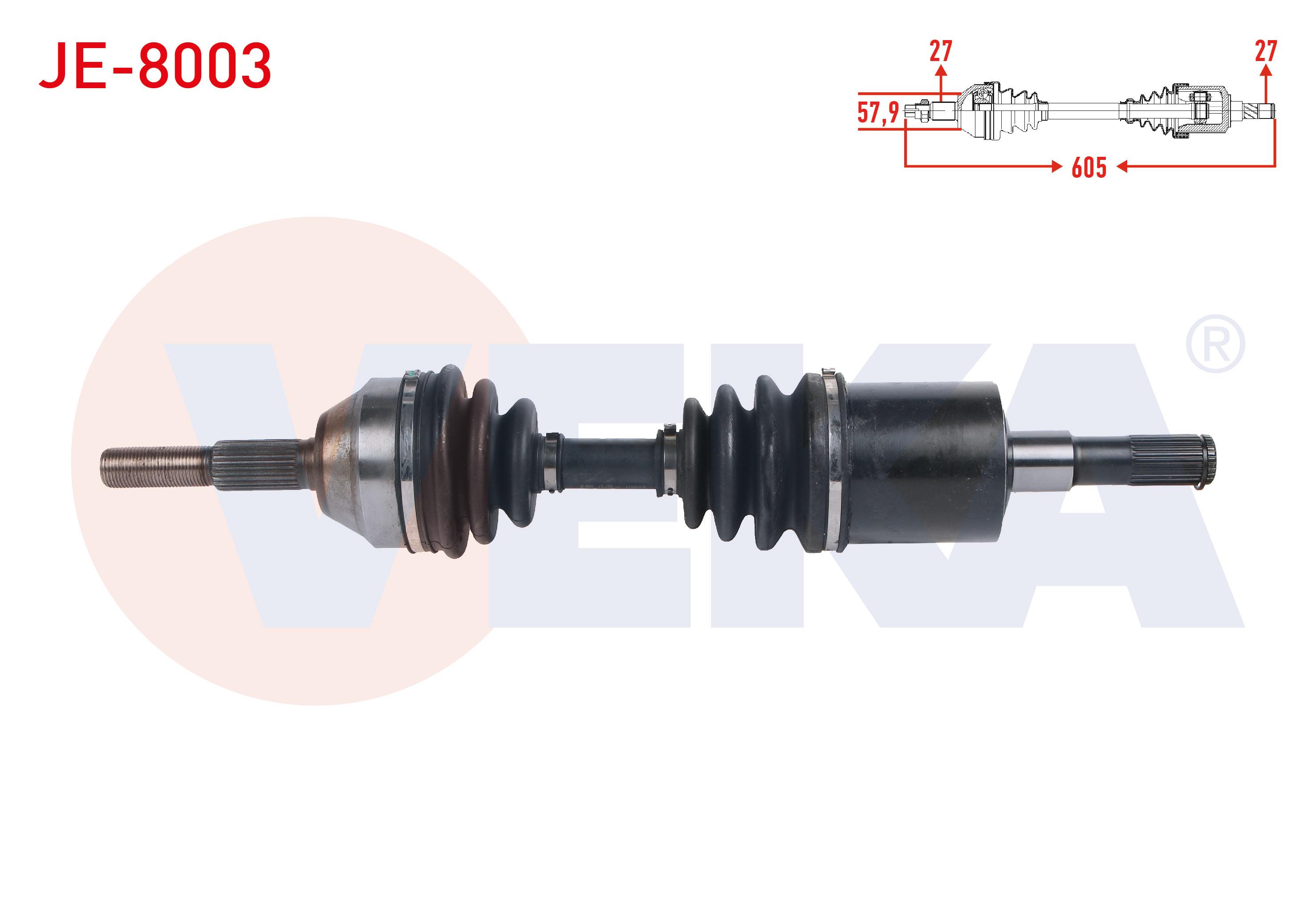KOMPLE AKS SOL ON UZUNLUK 605mm JEEP CHEROKEE (KJ) 2.8 CRD - 3.7 2001-2008