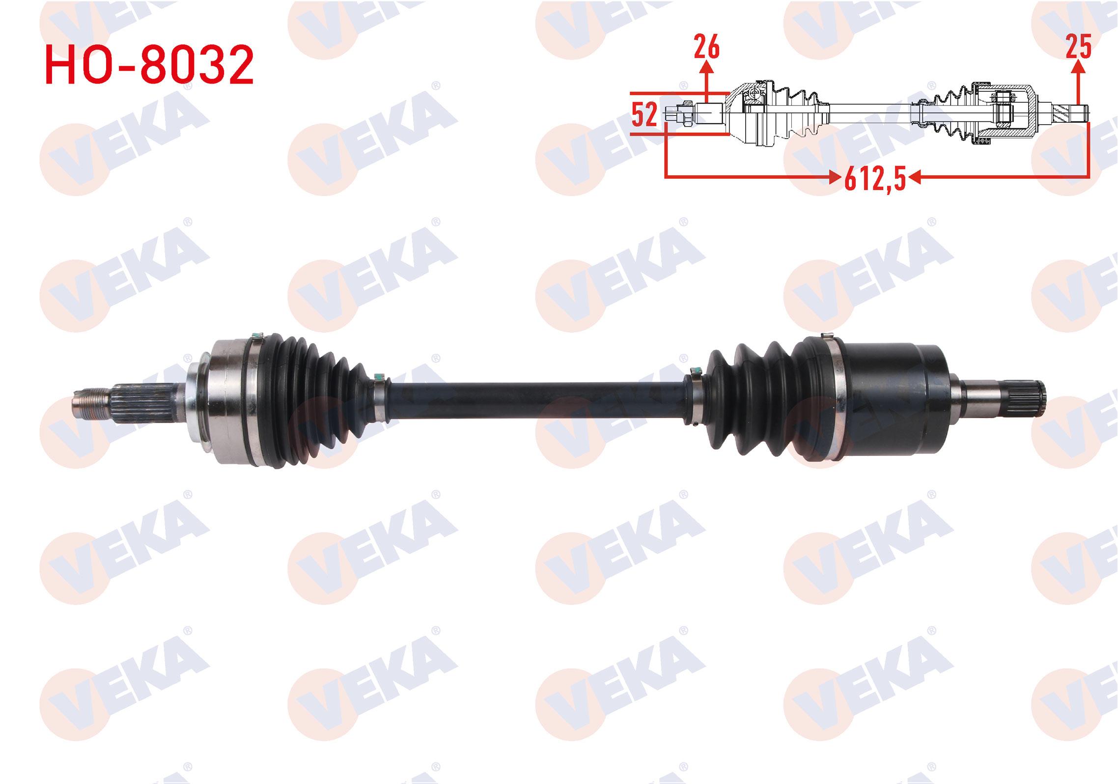 KOMPLE AKS SOL ON UZUNLUK 612,5mm HONDA JAZZ II 1.4 A-T/M-T 2002-2008