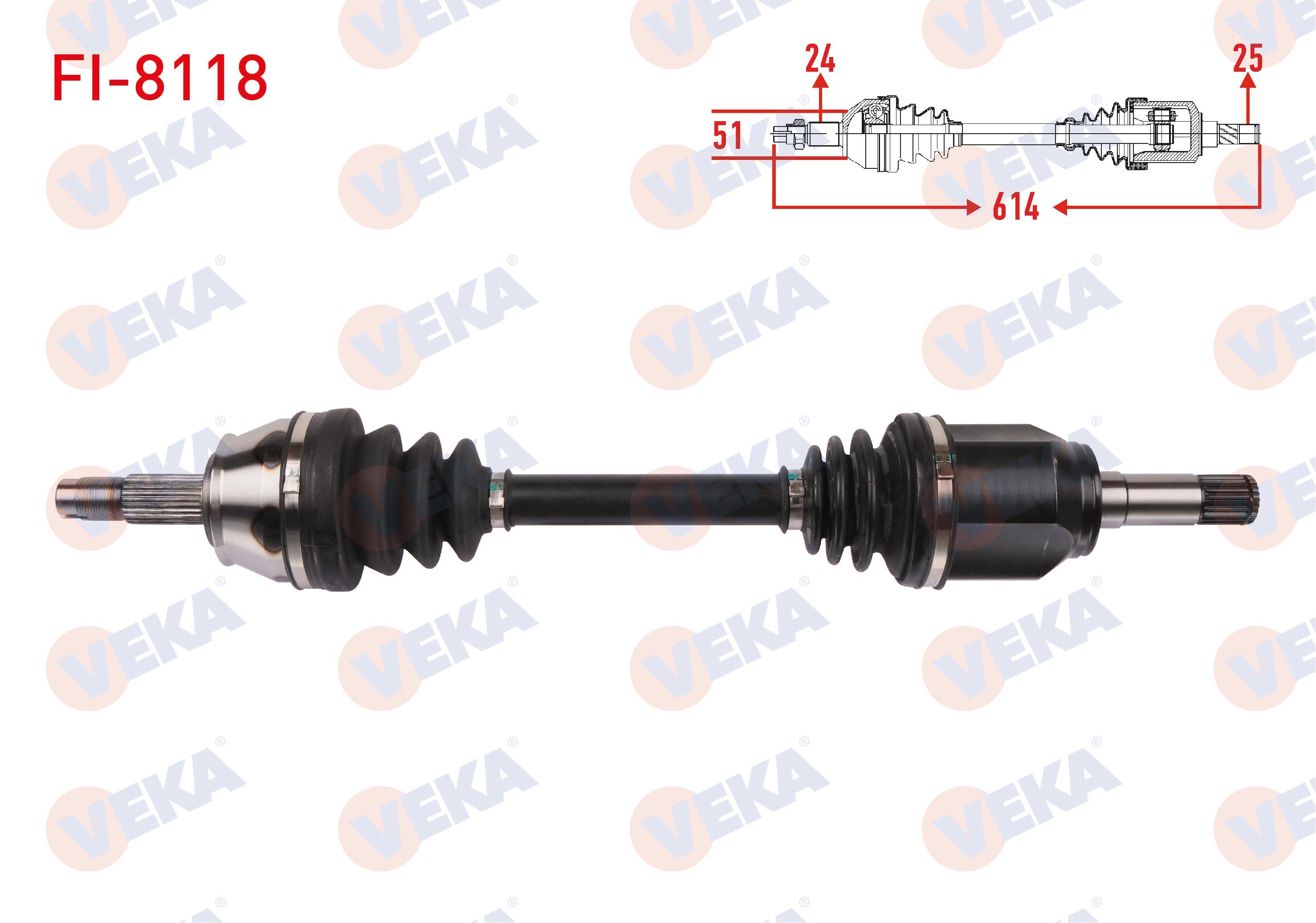 KOMPLE AKS SOL ON UZUNLUK 614mm FIAT LINEA / GRANDE PUNTO 1.4 T-JET 2007- / PUNTO EVO 1.4 M-T 2009-2012