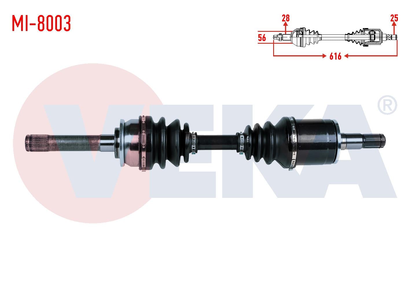 KOMPLE AKS SOL ON UZUNLUK 614mm MITSUBISHI L 200 (K7T,K6T) 2.5 TD 4X4 1996-2007/ PAJERO II (V3W,V2W,V4W) 2.5 TD 1990-1999