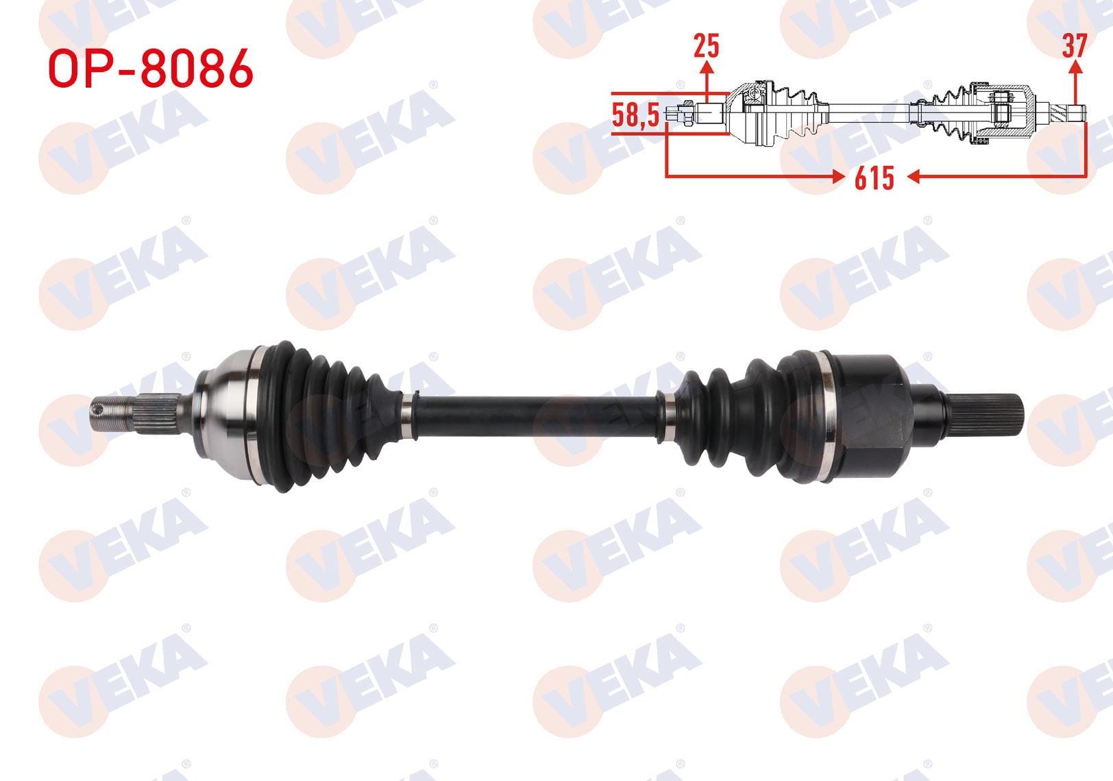 KOMPLE AKS SOL ON UZUNLUK 615mm OPEL CROSSLAND X 1.2 2017- / CITROEN C3 AIRCROSS II 1.2 2017-