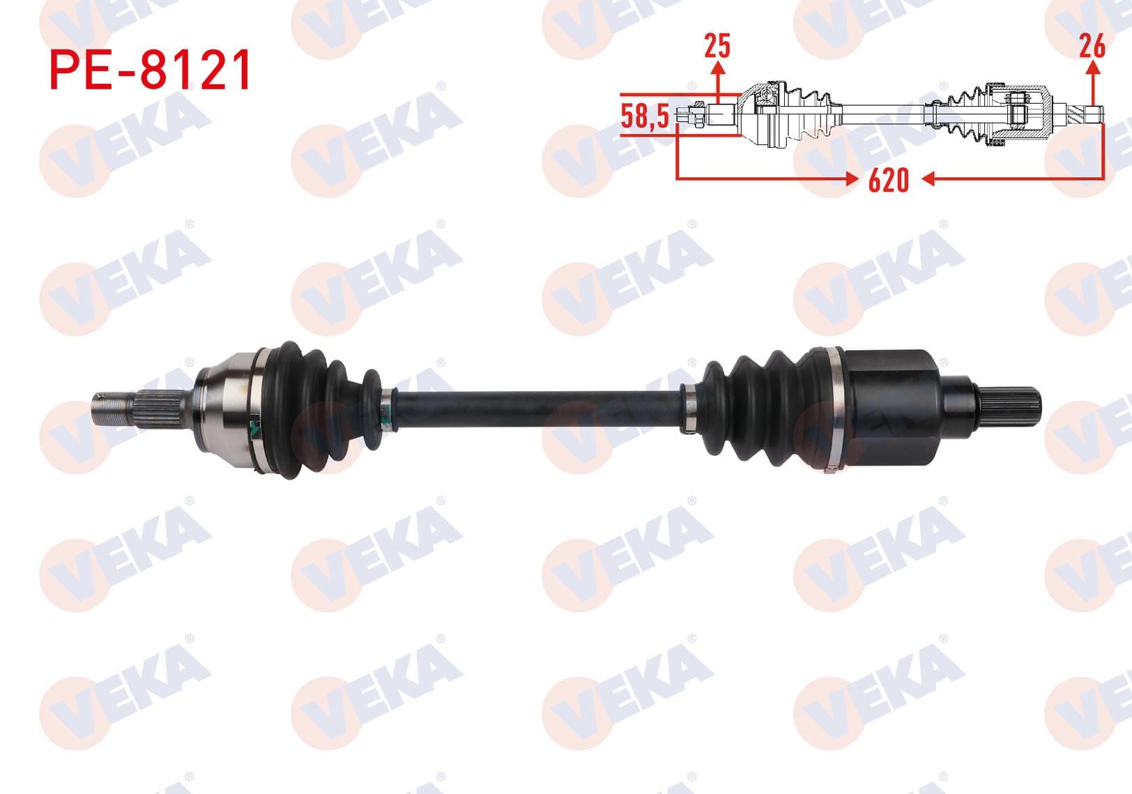 KOMPLE AKS SOL ON UZUNLUK 620mm PEUGEOT 207 1.6 VTi 2007-2012 / 2008 1.6 VTi 2013-