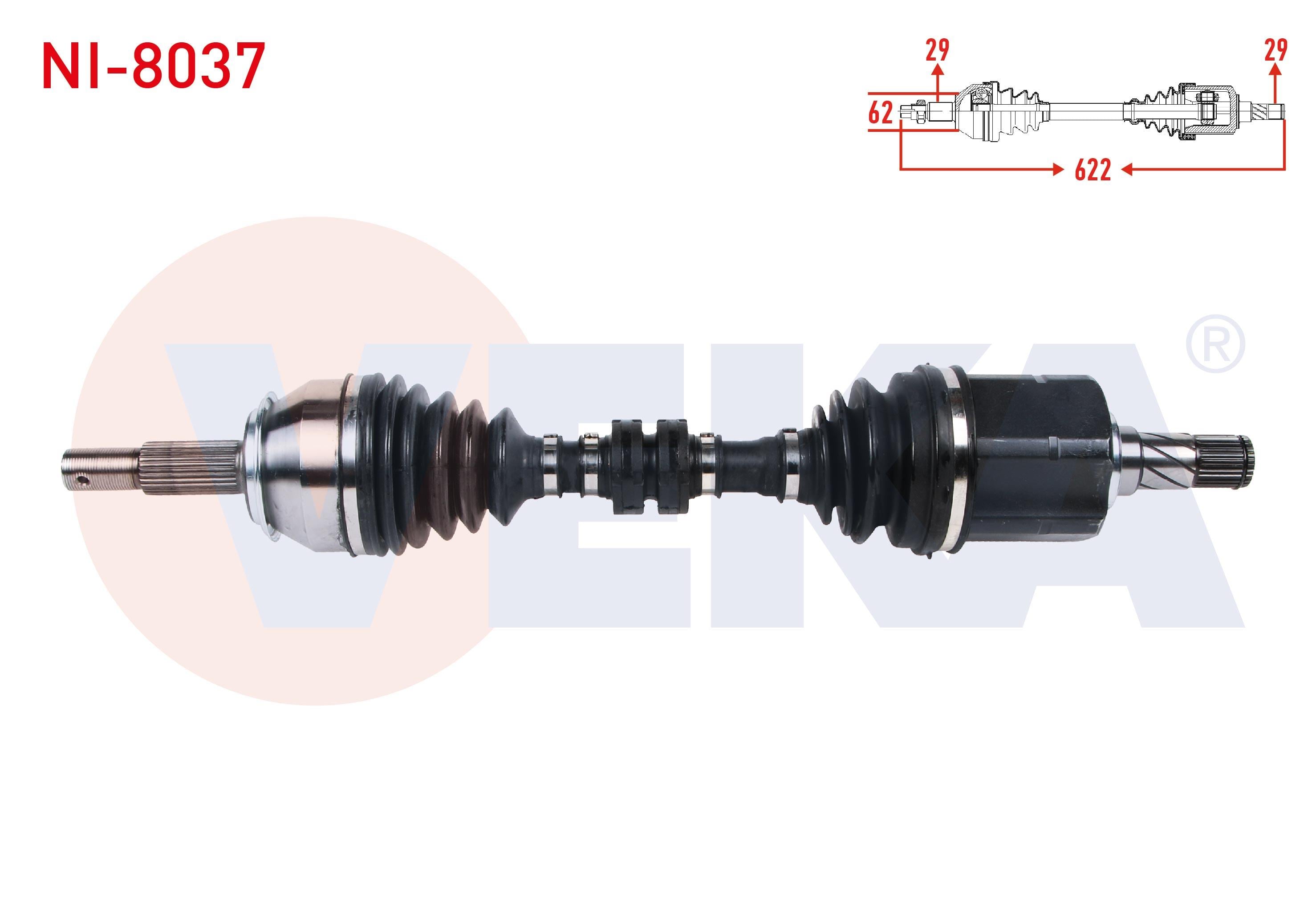 KOMPLE AKS SOL ON UZUNLUK 622mm NISSAN QASHQAI (J11) 1.6 DCI 4X4 M-T 2014-/ RENAULT KADJAR 1.6 DCI M-T 2018-