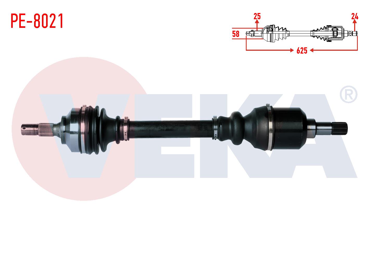 KOMPLE AKS SOL ON UZUNLUK 625mm PEUGEOT PARTNER TEPEE 1.6 HDI 2008- / 307 1.4 HDI - 1.6 HDI / BERLINGO 1.6 HDI 2008-
