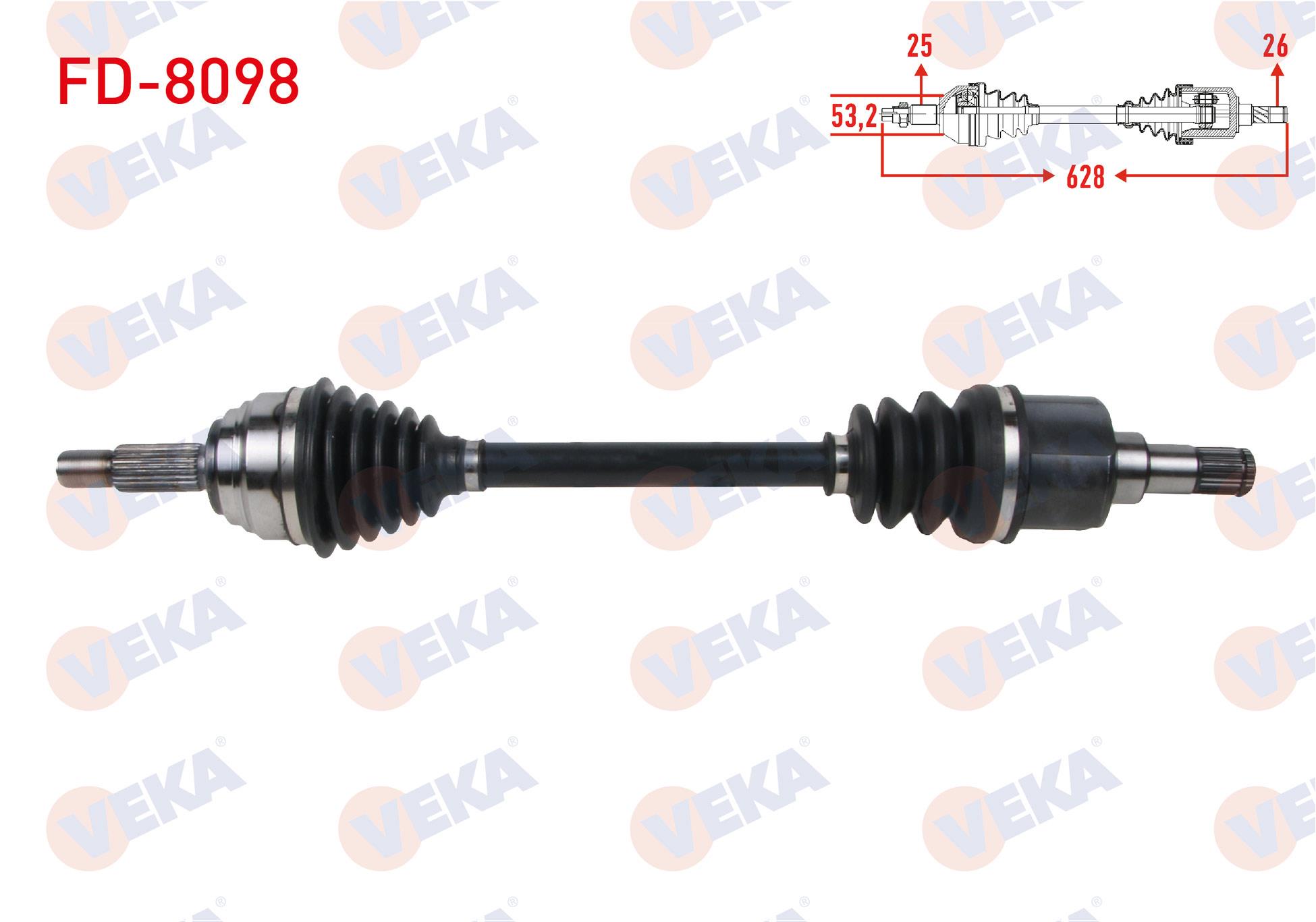 KOMPLE AKS SOL ON UZUNLUK 628mm FORD FIESTA VII 1.5 TDCI 2017-