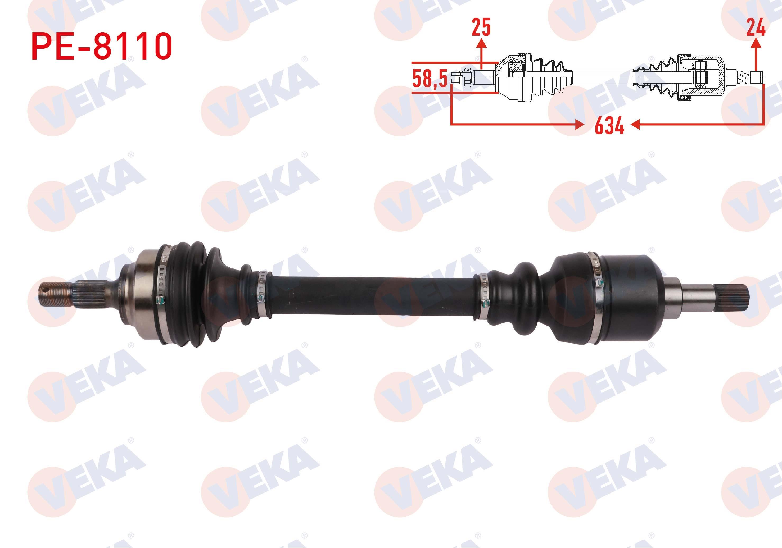 KOMPLE AKS SOL ON UZUNLUK 634mm PEUGEOT 207 06-12/ 208 1.6 HDI 13-19/ 308 09-14/ 2008 15-/ 3008 09-20/ 5008 09-17/ CITROEN C3 1.6 HDI 14-/ C4 14-