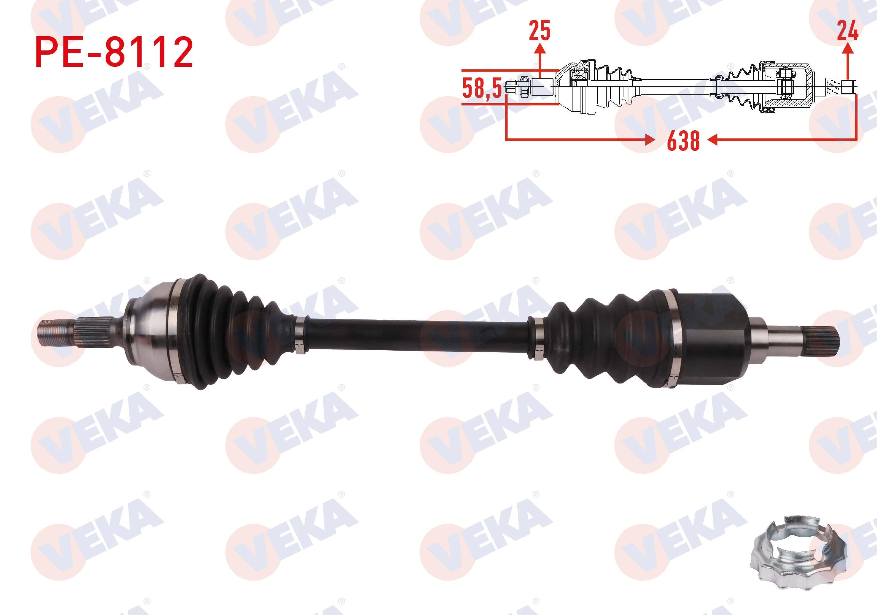 KOMPLE AKS SOL ON UZUNLUK 638mm PEUGEOT 2008 1.2 THP - 1.5 HDI - 1.6 HDI 2015-/ CITROEN C3 III 1.2 THP - 1.5 HDI 2016-/ C4 1.2 THP 2015-2017/ C4 CACTUS 1.6 HDI 2014-