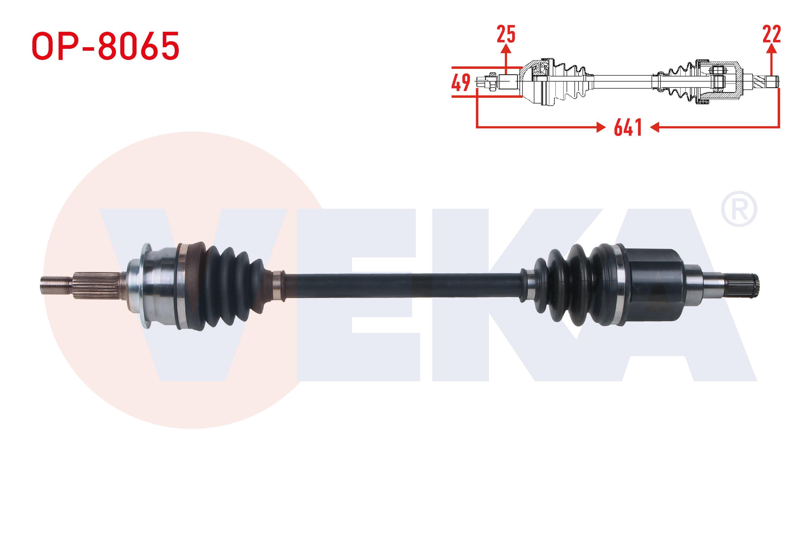 KOMPLE AKS SOL ON UZUNLUK 641mm OPEL AGILA B 1.2 M-T 2007- / SUZUKI SPLASH 1.2 M-T 2008-