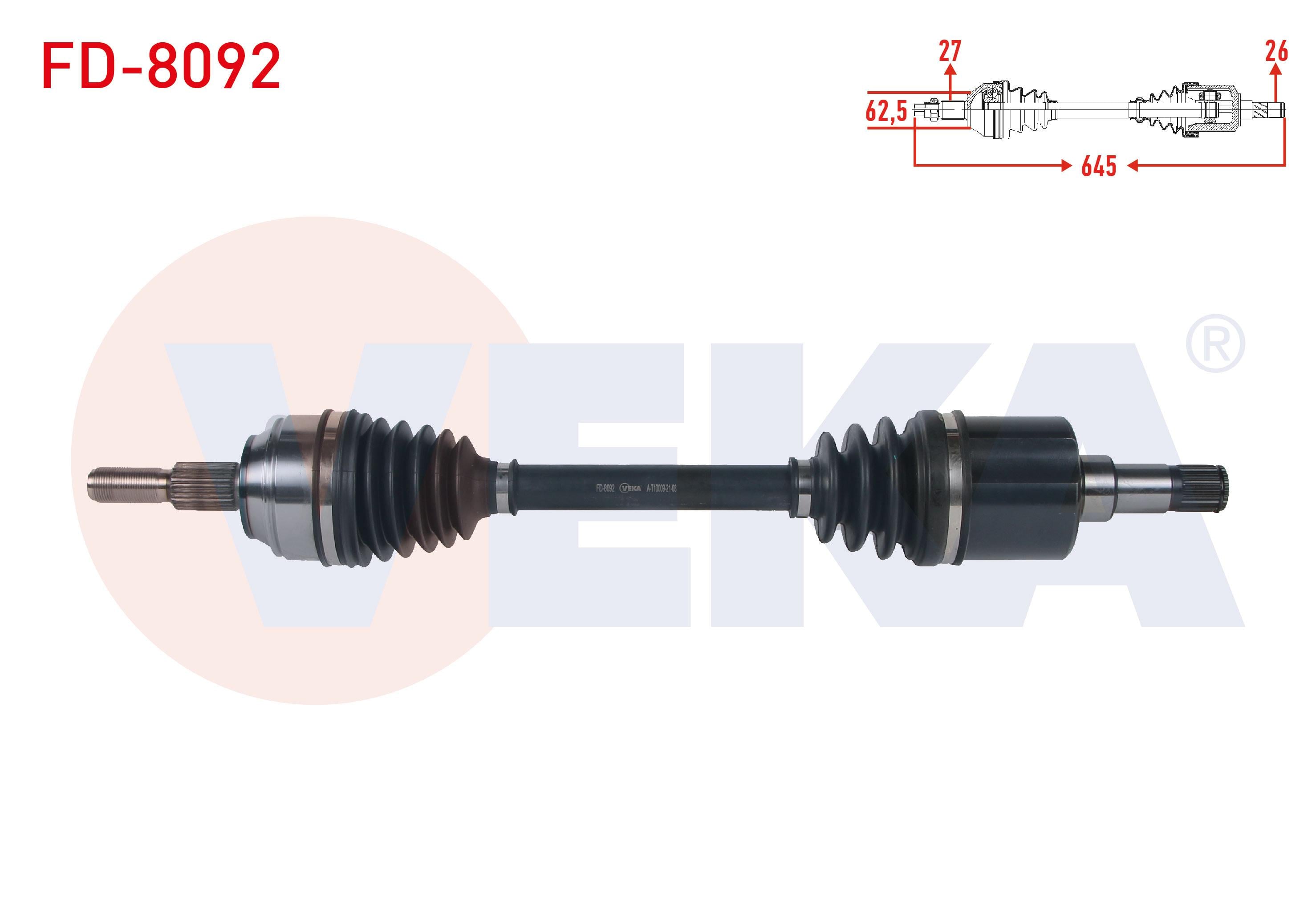 KOMPLE AKS SOL ON UZUNLUK 645mm FORD TRANSIT CONNECT 1.5 TDCI 100 HP M-T 5 VITES 2013- / TOURNEO CONNECT 1.5 TDCI V408 100 HP M-T 5 VITES 2013-