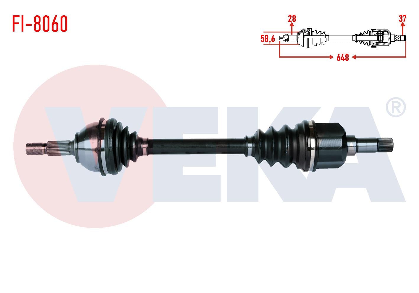 KOMPLE AKS SOL ON UZUNLUK 648mm FIAT SCUDO (270) 2.0 MJT 2007- / PEUGOT 407 SW 2.0 HDi 2004-2010