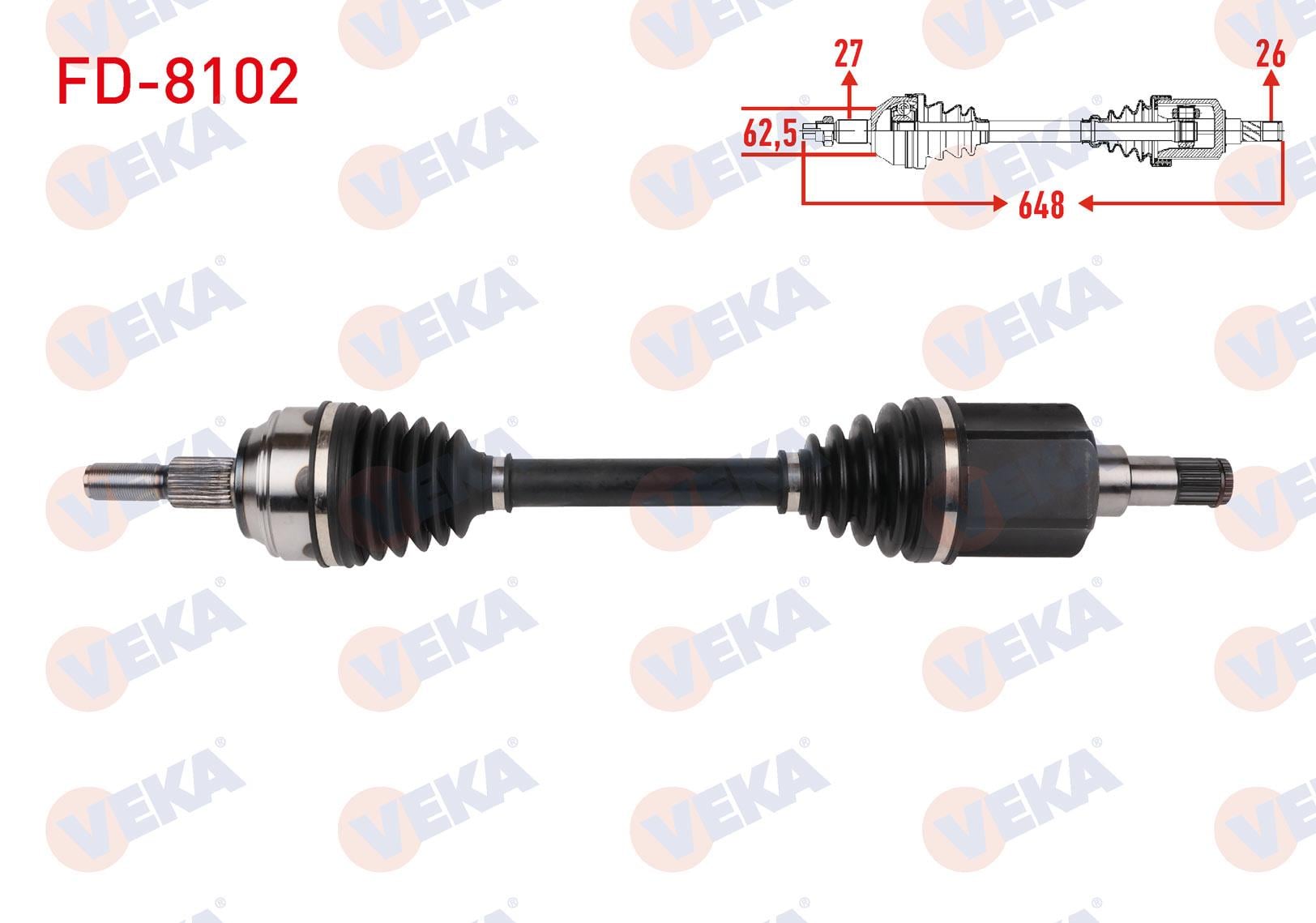 KOMPLE AKS SOL ON UZUNLUK 648mm FORD TRANSIT CONNECT 1.5 TDCI 6MT 2013- / TOURNEO CONNECT 1.5 TDCI 6MT 2013-