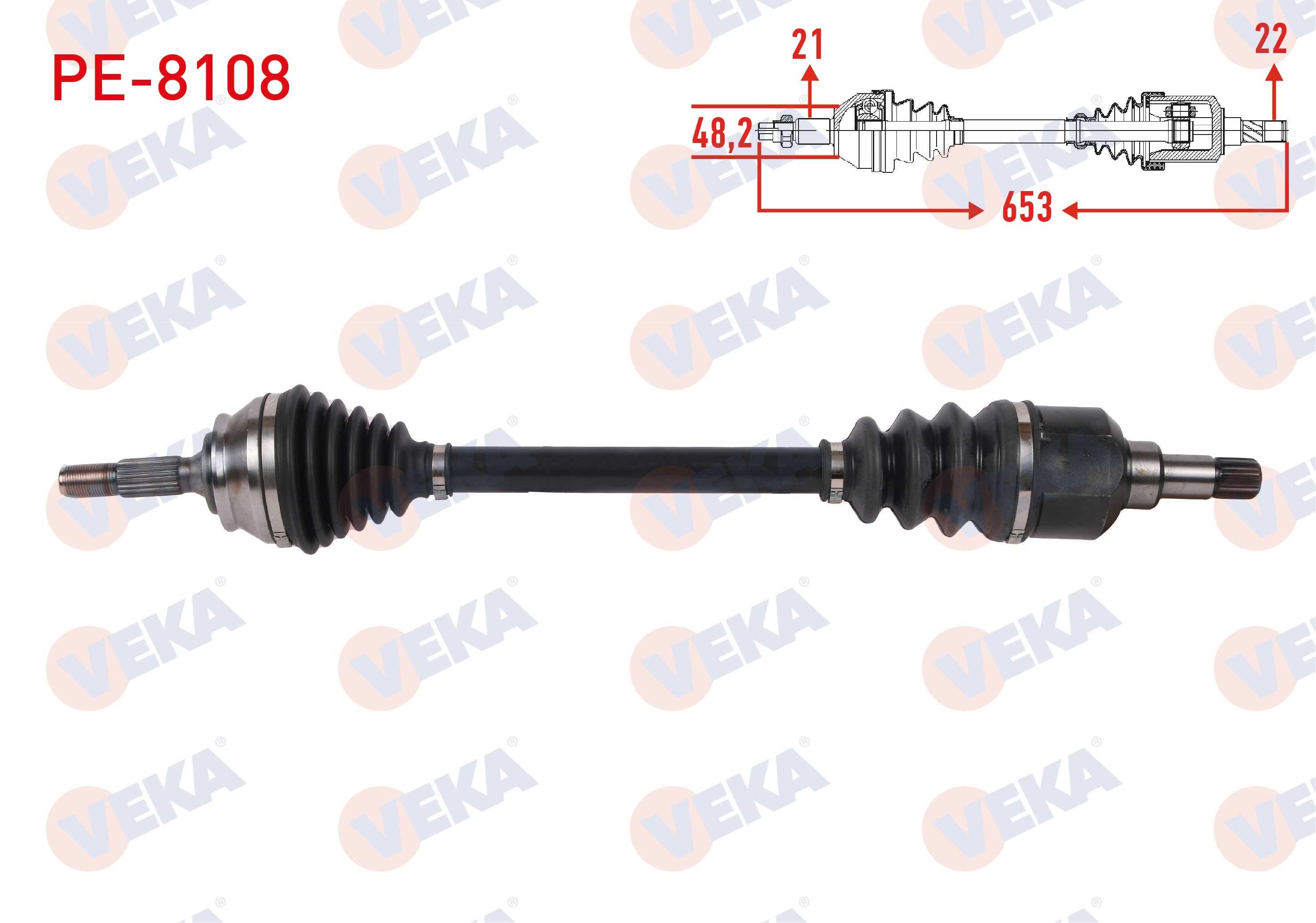 KOMPLE AKS SOL ON UZUNLUK 653mm PEUGEOT 2008 I 1.2 M-T 2005-/ CITROEN C3 III 1.2 M-T 2016-/ C4 CACTUS 1.2 M-T 2014-