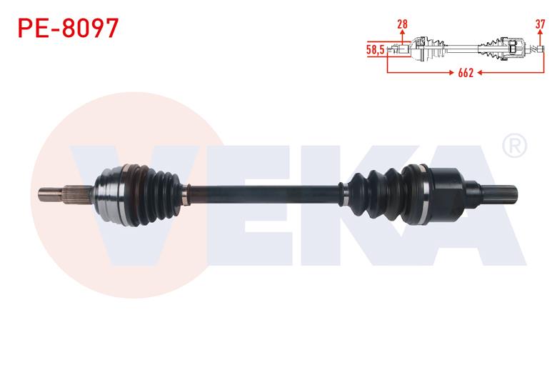 KOMPLE AKS SOL ON UZUNLUK 662mm PEUGEOT 3008 1.6 BlueHDI A-T 2016-