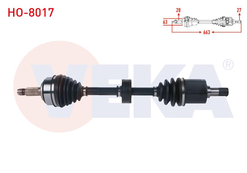 KOMPLE AKS SOL ON UZUNLUK 663mm HONDA CR-V II 2.0i A-T 2002-2006