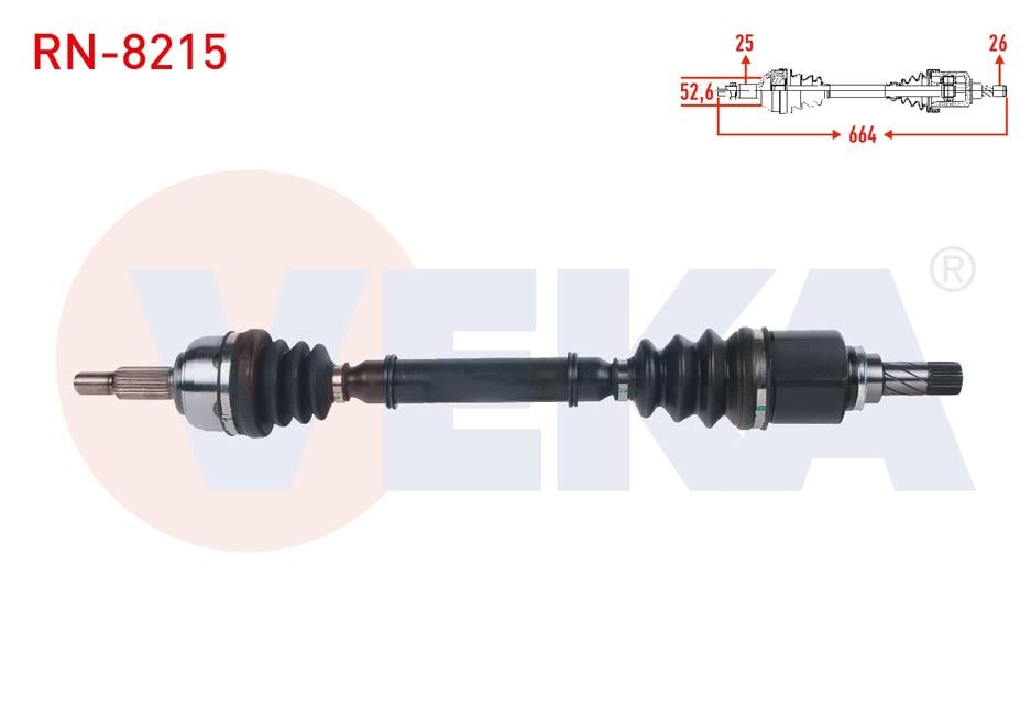 KOMPLE AKS SOL ON UZUNLUK 664mm RENAULT SCENIC II 1.6i 16v - 1.5 DCI M-T 2003-2009/ GRAND SCENIC II 1.6i 16v M-T 2004-2009