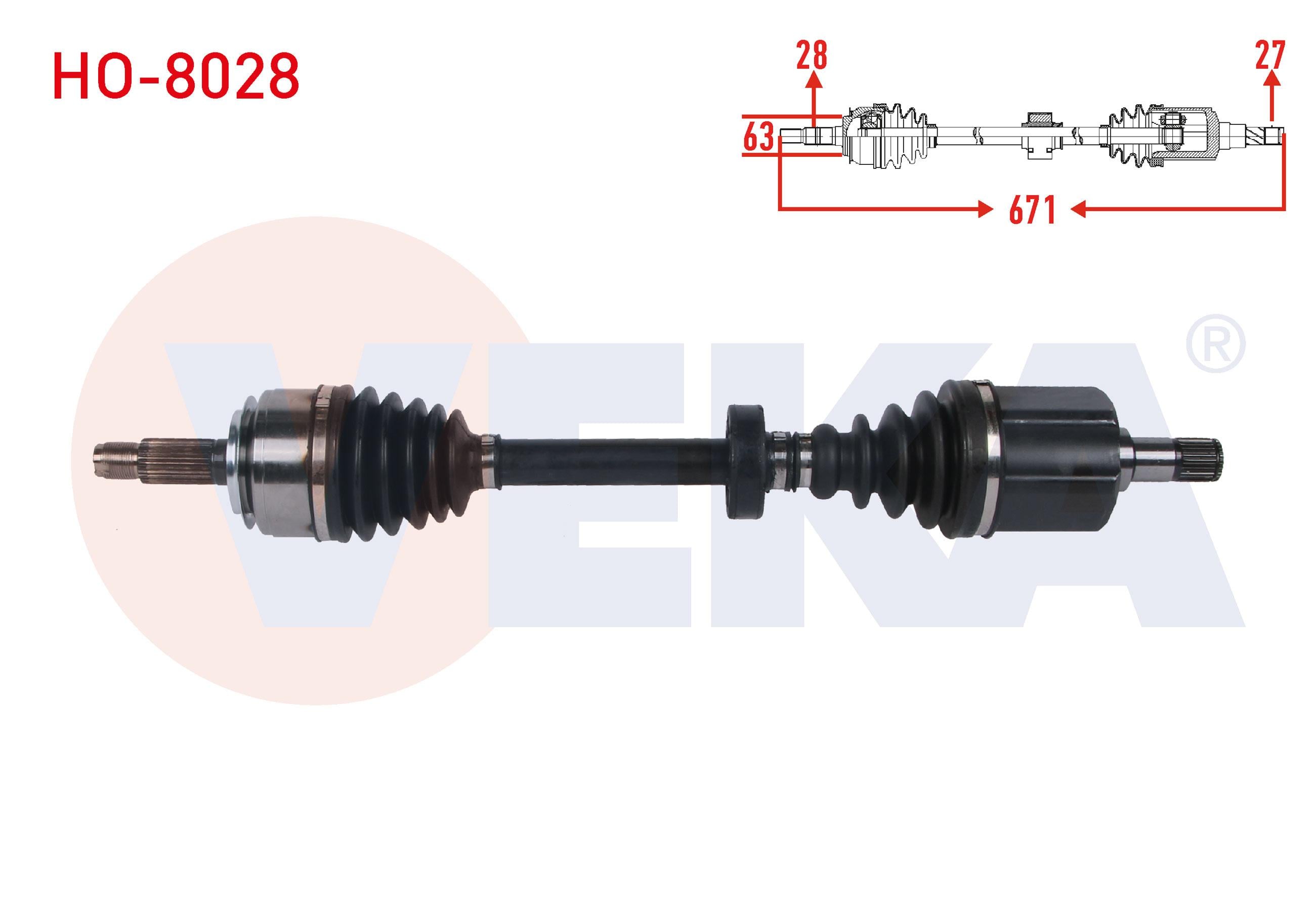 KOMPLE AKS SOL ON UZUNLUK 671mm HONDA CIVIC X (FC) 1.5 VTEC 6 M-T 2017-