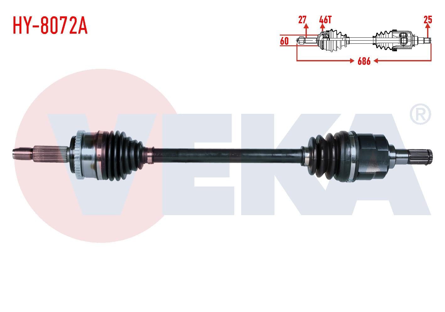 KOMPLE AKS SOL ON UZUNLUK 686mm ABSLI 46 DIS HYUNDAI ELANTRA 1.6 CVVT M-T 6 ILERI 2011-2015