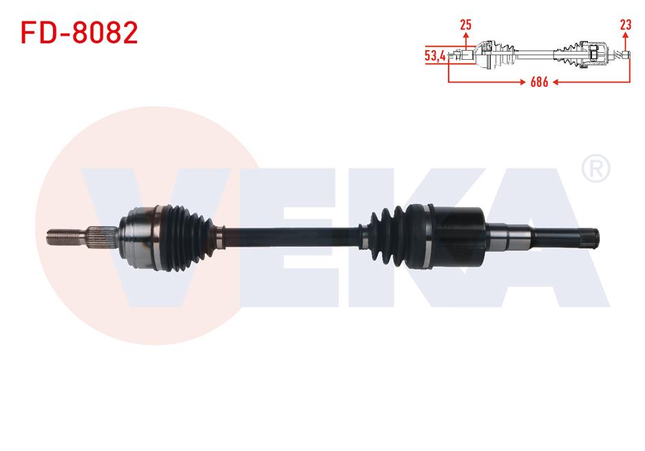 KOMPLE AKS SOL ON UZUNLUK 686mm FORD FOCUS IV 1.5 TDCI A-T 8 ILERI 2018- 2234732 JX67-3B437-HAD JX67-3B437-HAE X673B437HADN 2253907