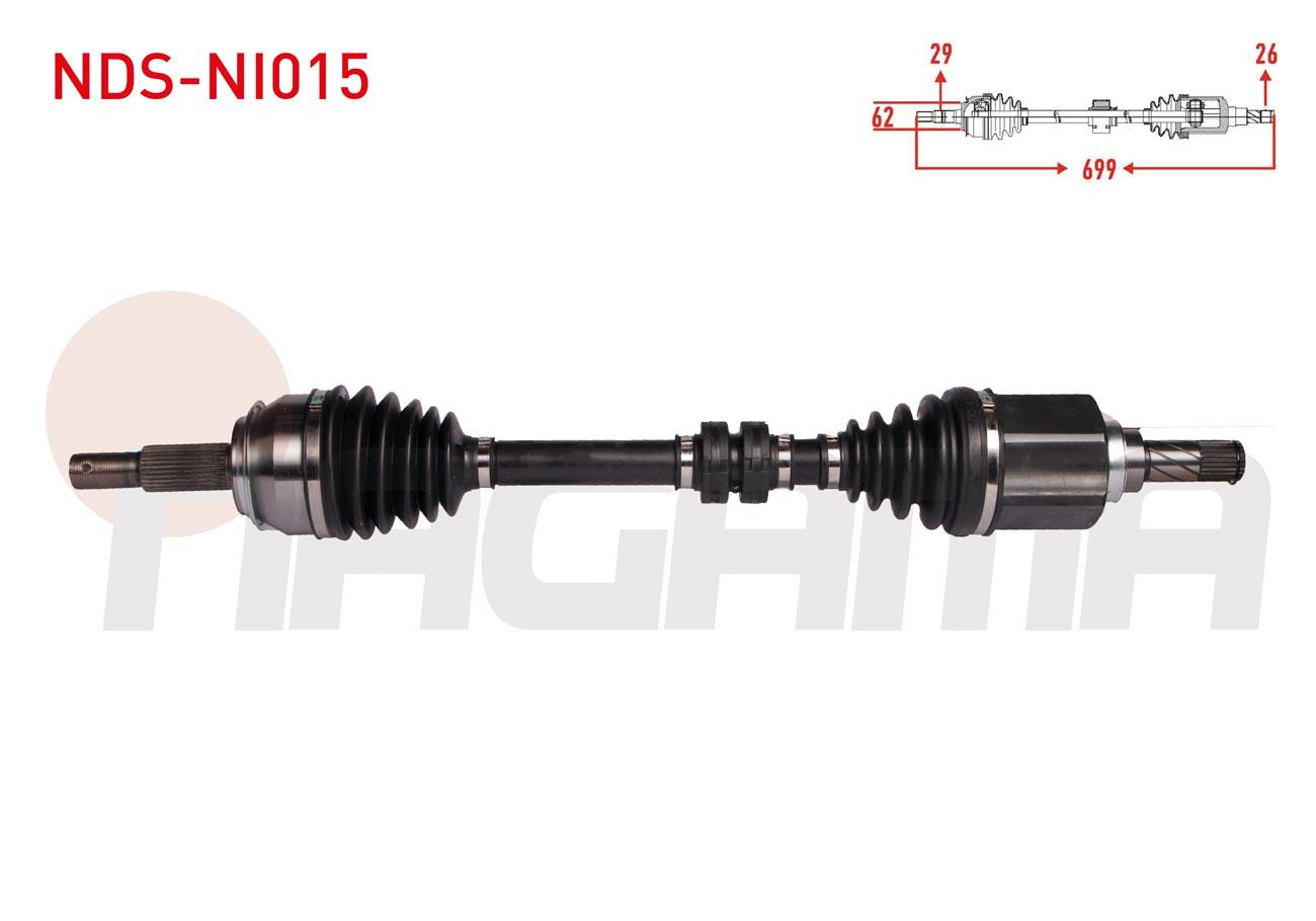 KOMPLE AKS SOL ON UZUNLUK 699mm NISSAN QASHQAI (J11) 1.2 DIG-T - 1.5 DCI M-T 6 VITES 2014-/ RENAULT KADJAR 1.2 TCE - 1.5 DCI M-T 6 VITES 2015-