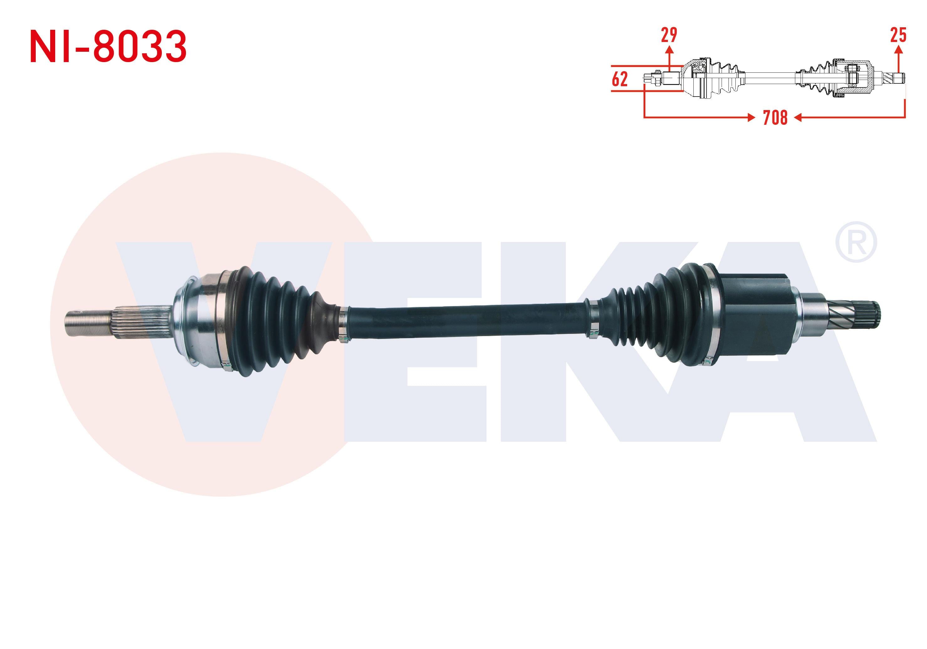 KOMPLE AKS SOL ON UZUNLUK 708mm NISSAN QASHQAI (J11) 1.2 DIG-T A-T 2014-