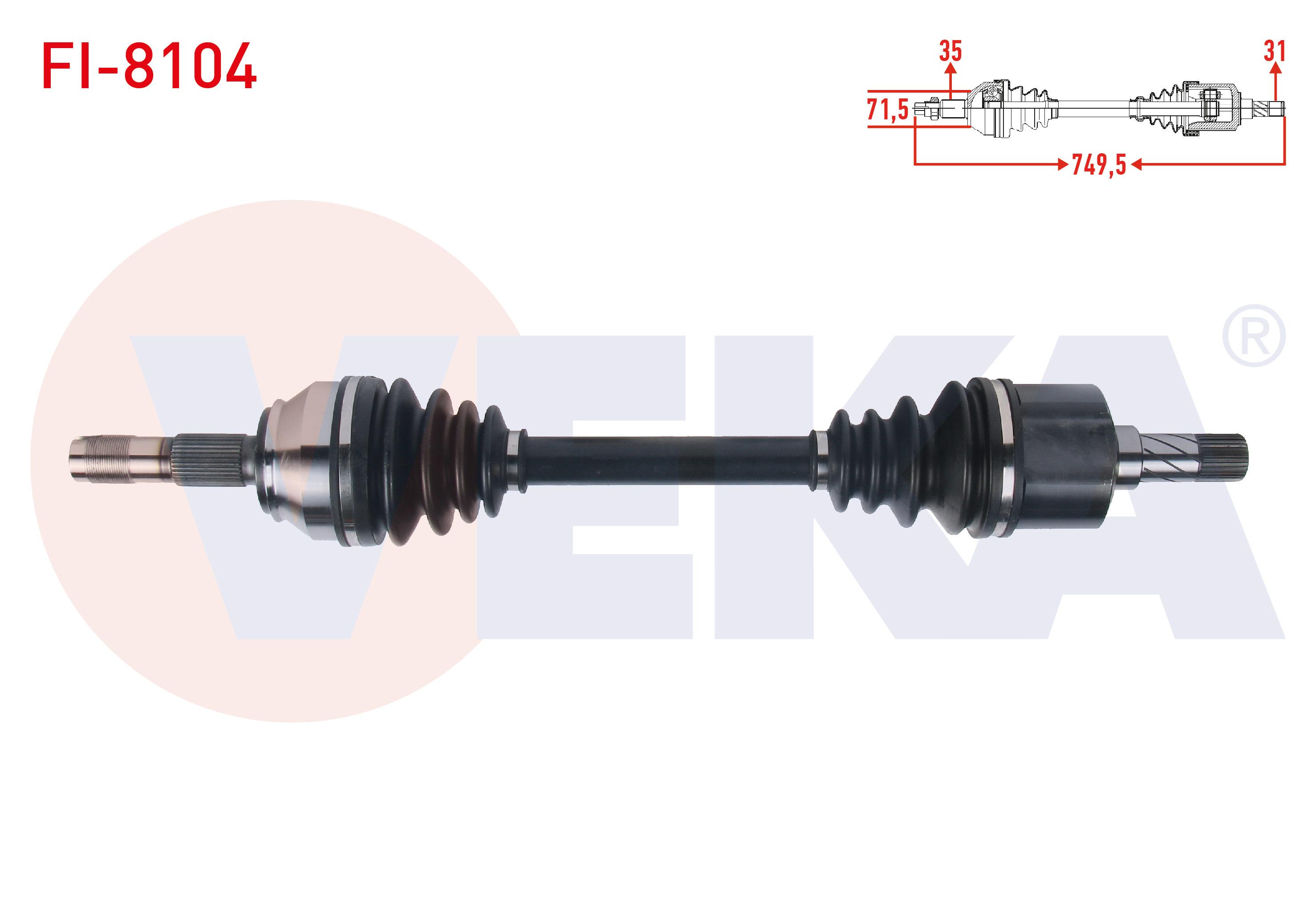 KOMPLE AKS SOL ON UZUNLUK 749,5mm FIAT DUCATO 3.0 MJT A-T / M-T 2006-2014/ CITROEN JUMPER III 3.0 HDI A-T / M-T 2006-2014/ PEUGEOT BOXER III 3.0 HDI A-T / M-T 2006-2014