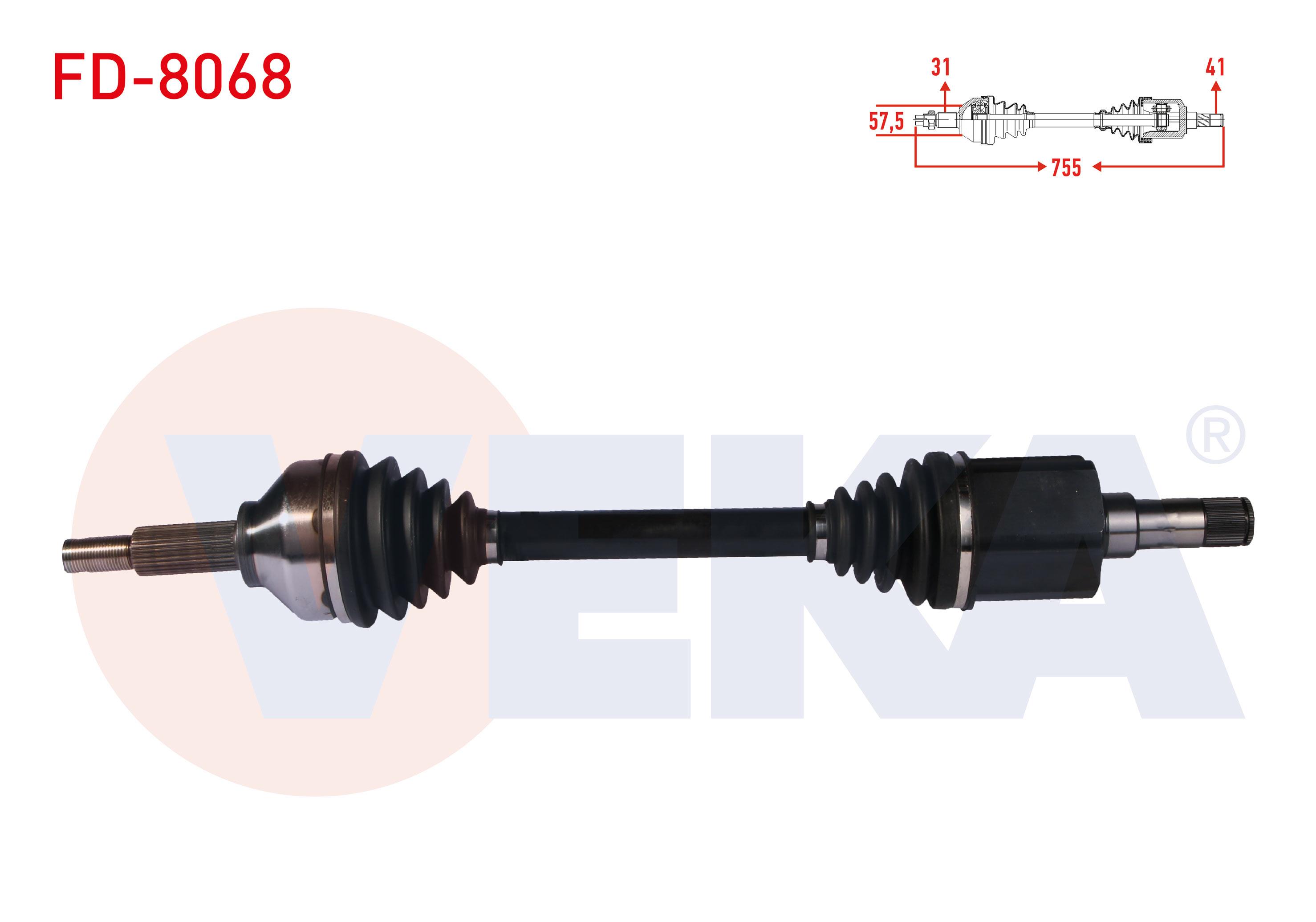 KOMPLE AKS SOL ON UZUNLUK 755mm FORD TRANSIT CUSTOM (V362) UZUN SASE 2.2 TDCI - 2.0 TDCI 2012-