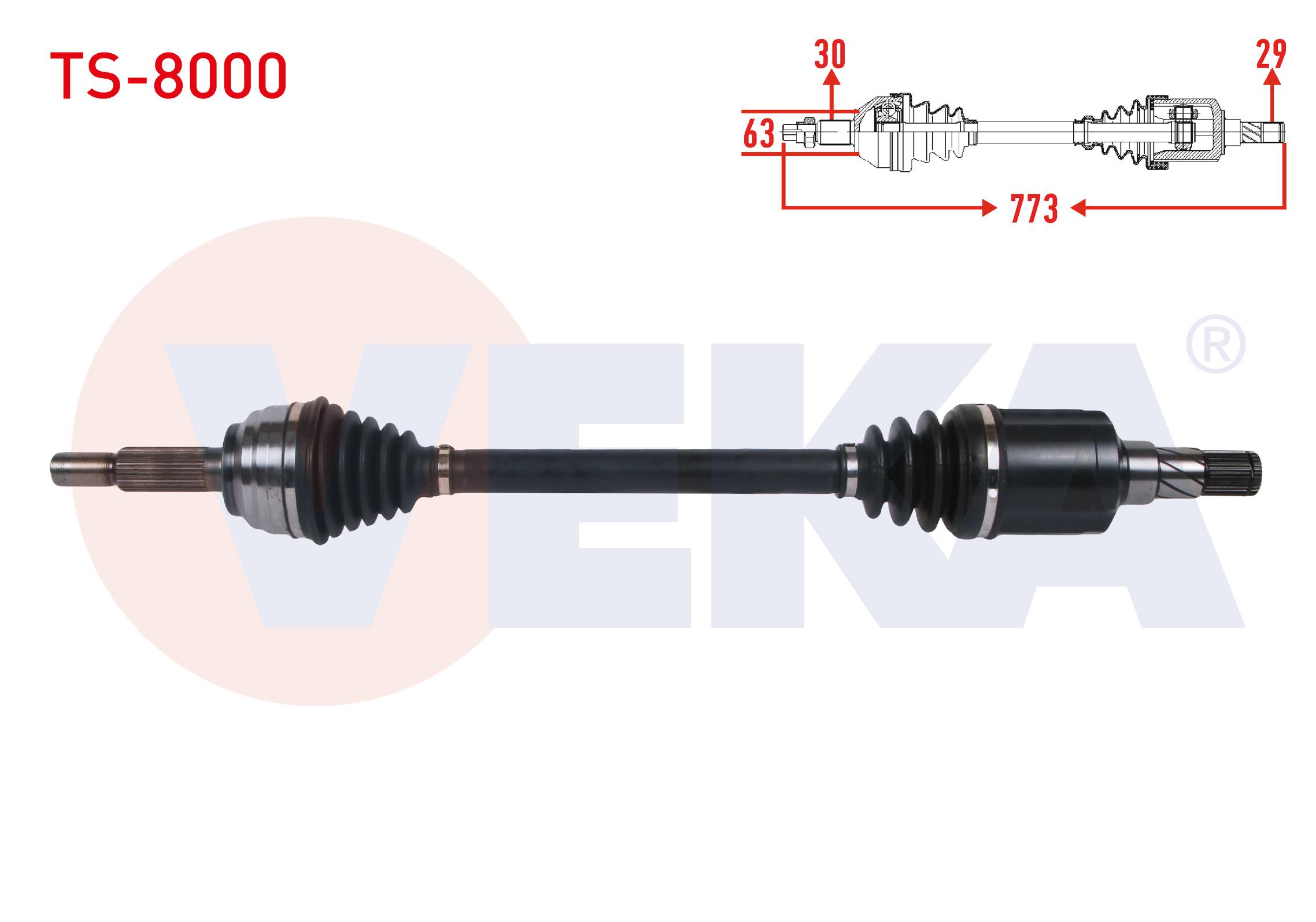 KOMPLE AKS SOL ON UZUNLUK 773mm TESLA MODEL S 2012-