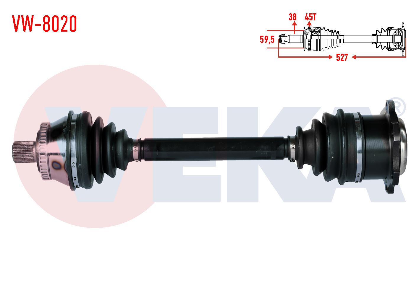 KOMPLE AKS SOL ON VOLKSWAGEN PASSAT (3B2) 1.9 TDI ABSLI 45 DIS UZUNLUK 527mm 1996-2000