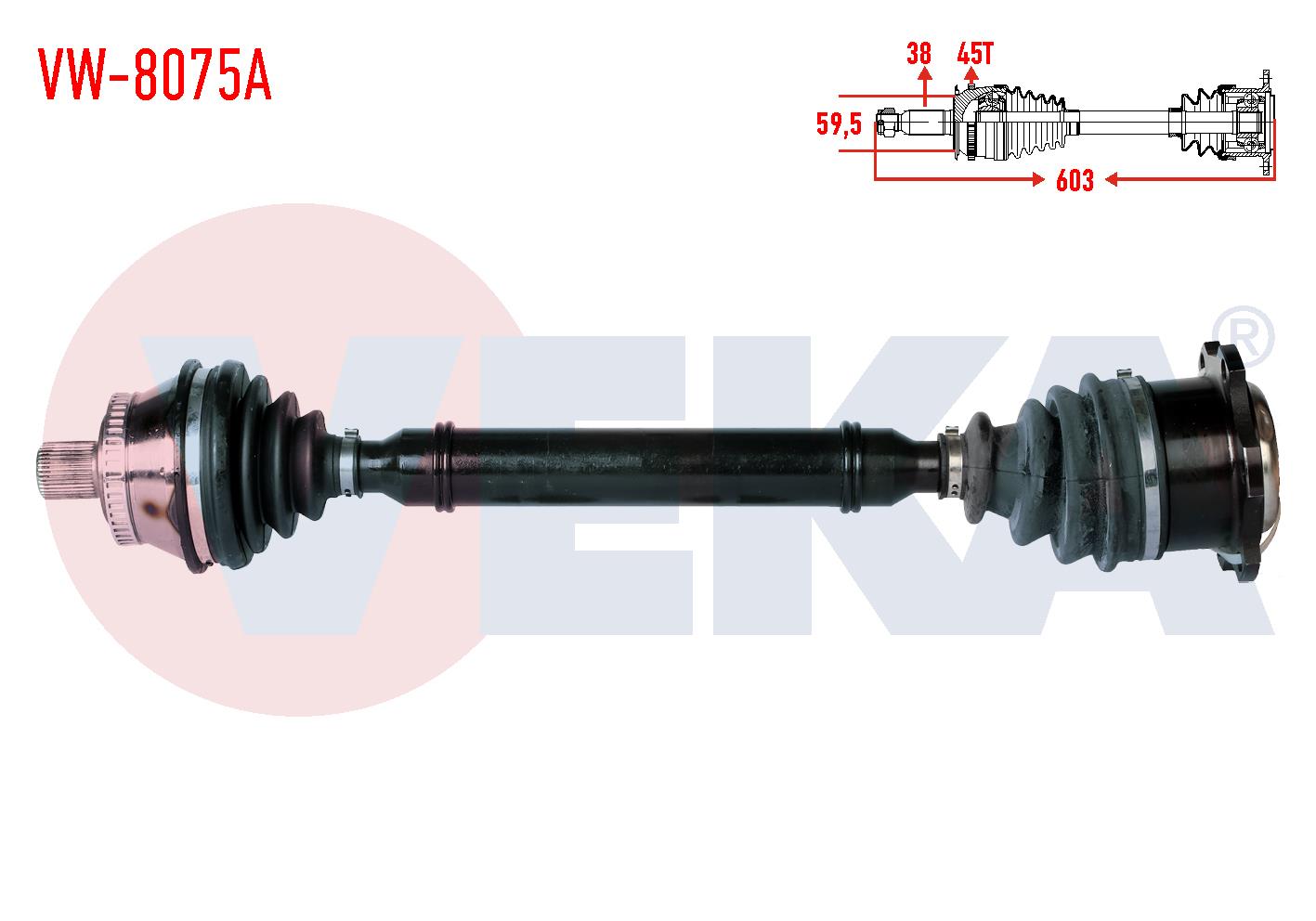 KOMPLE AKS SOL ON VOLKSWAGEN PASSAT (3B3) 2.5 TDI ABSLI 45 DIS M-T UZUNLUK 603mm 2000-2005