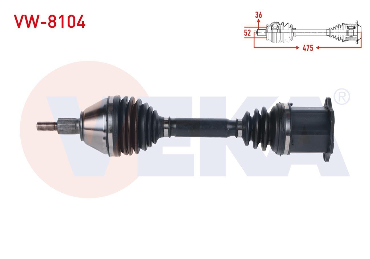 KOMPLE AKS SOL ON VOLKSWAGEN POLO (6R) 1.0 TSI A-T UZUNLUK 475 mm 2009-