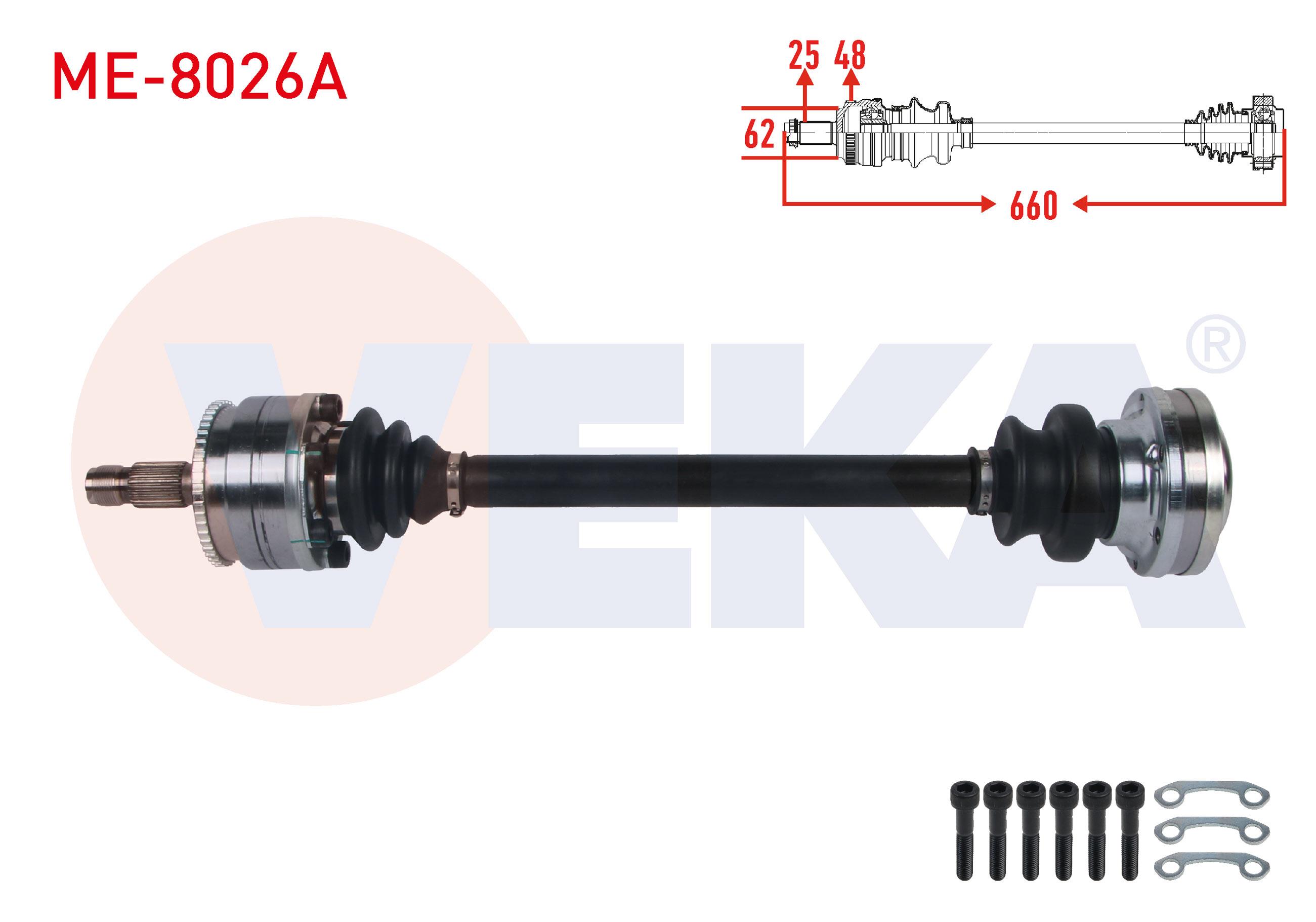 KOMPLE AKS SOL-SAG ARKA ABSLI 48 DIS UZUNLUK 660mm MERCEDES E SERISI (W210) E 300 D - E 320 CDI A-T 1995-2002