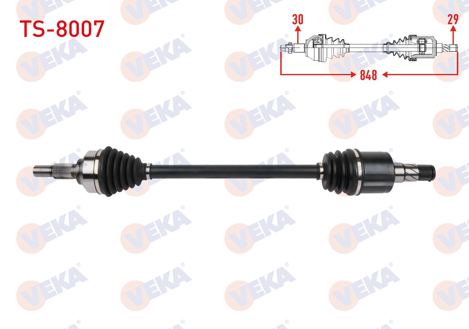 KOMPLE AKS SOL-SAG ARKA UZUNLUK 848mm (AKS CAPI 25mm) TESLA MODEL Y EV 2019-