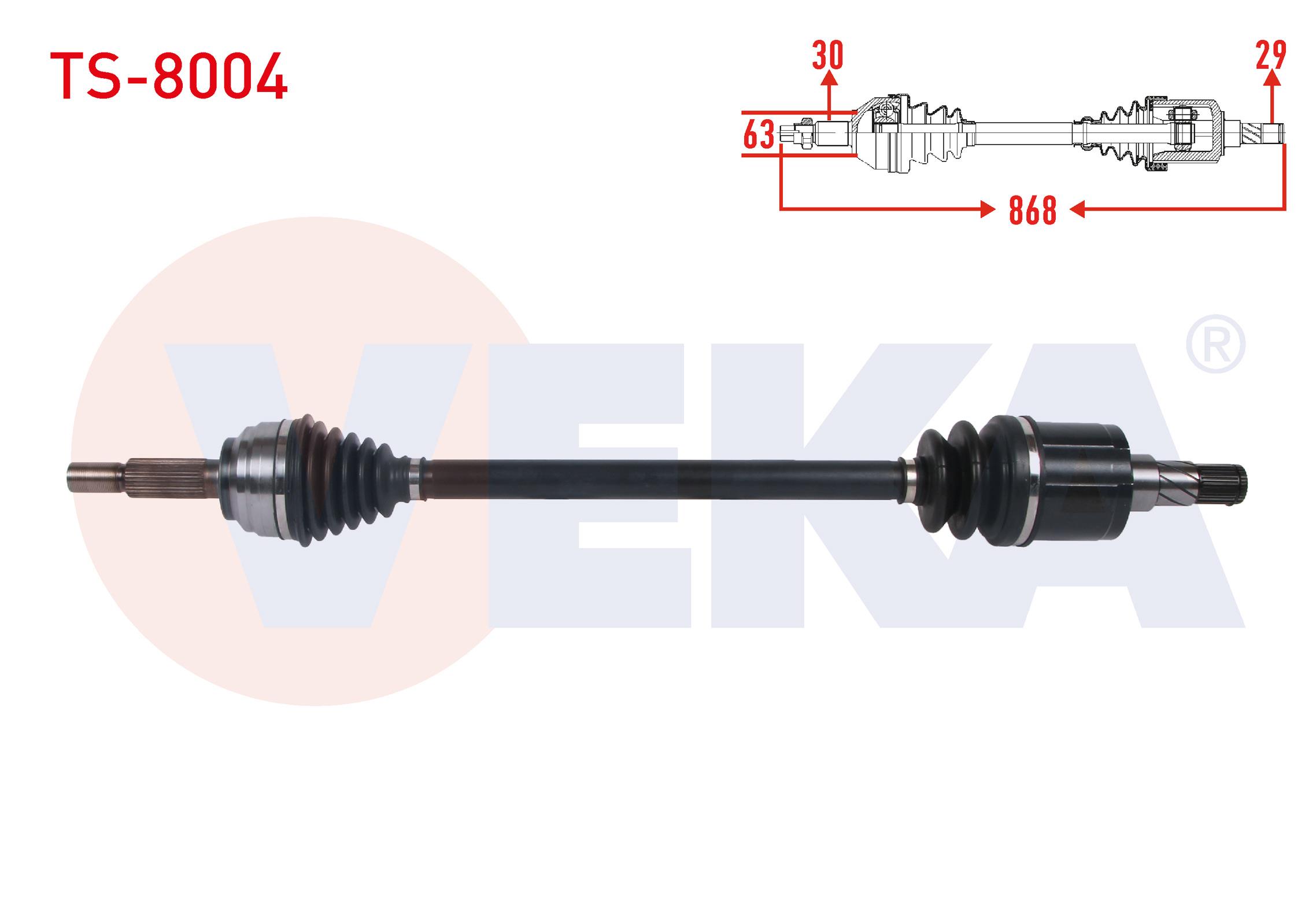KOMPLE AKS SOL-SAG ARKA UZUNLUK 868mm TESLA MODEL S 2012- / MODEL X 2012-