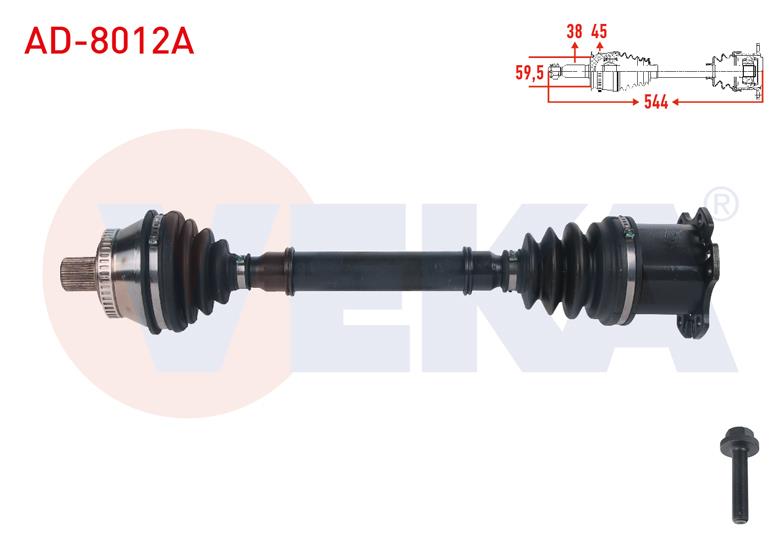 KOMPLE AKS SOL-SAG ON ABSLI 45 DIS UZUNLUK 544mm AUDI A6 (4B2, C5) 1.8 T - 2.4 - 2.8 - 1.9 TDI -2.5 TDI A-T 1997-2004