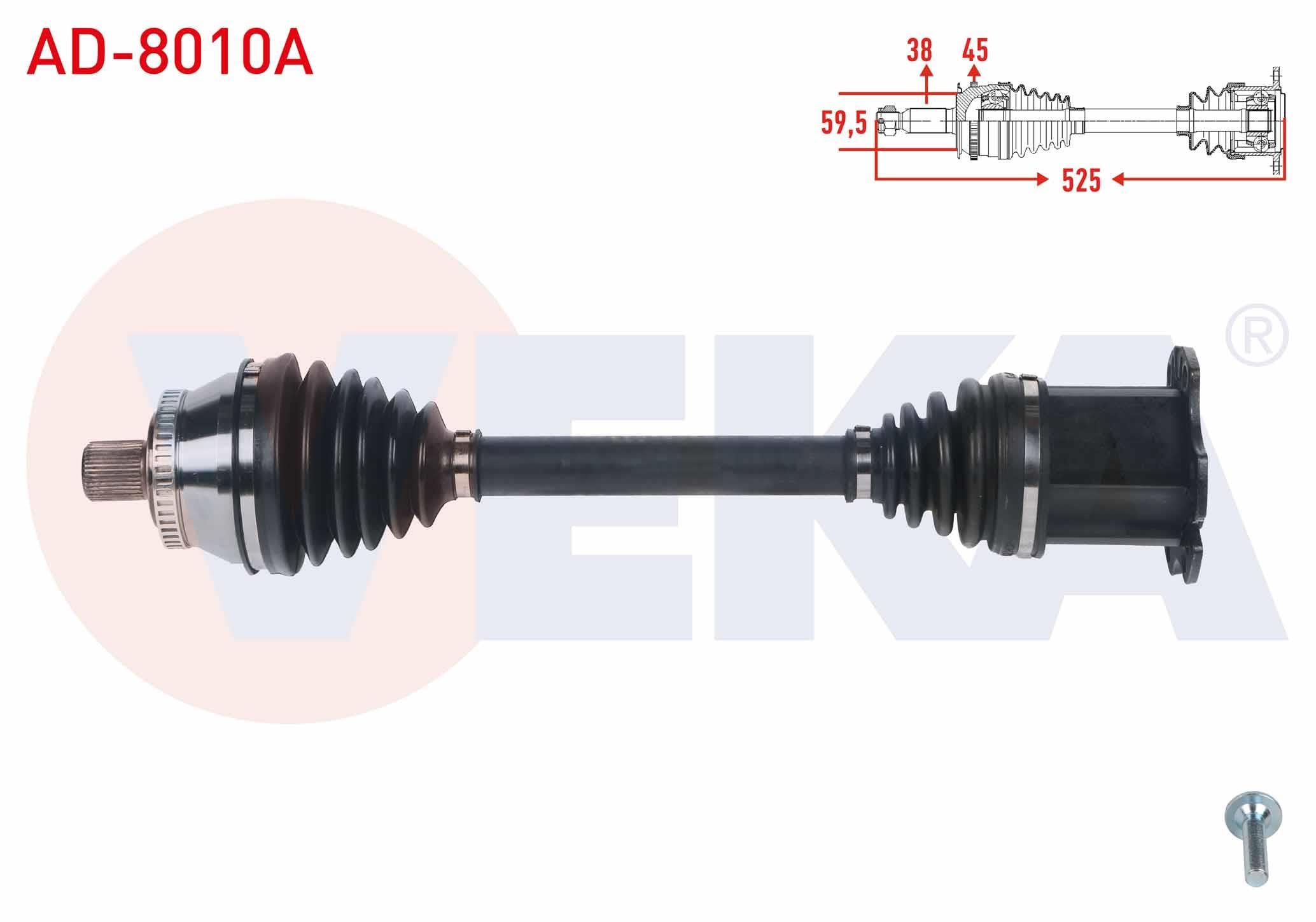 KOMPLE AKS SOL-SAG ON AUDI A4 2.0 TDI A-T ABSLI 45 DIS UZUNLUK 525mm 2004-2008