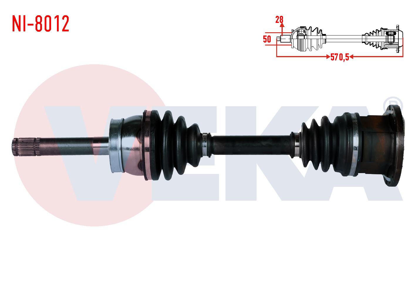 KOMPLE AKS SOL-SAG ON NISSAN PICK UP (D22) 2.5 D 4X4  UZUNLUK 570,5mm 1998-