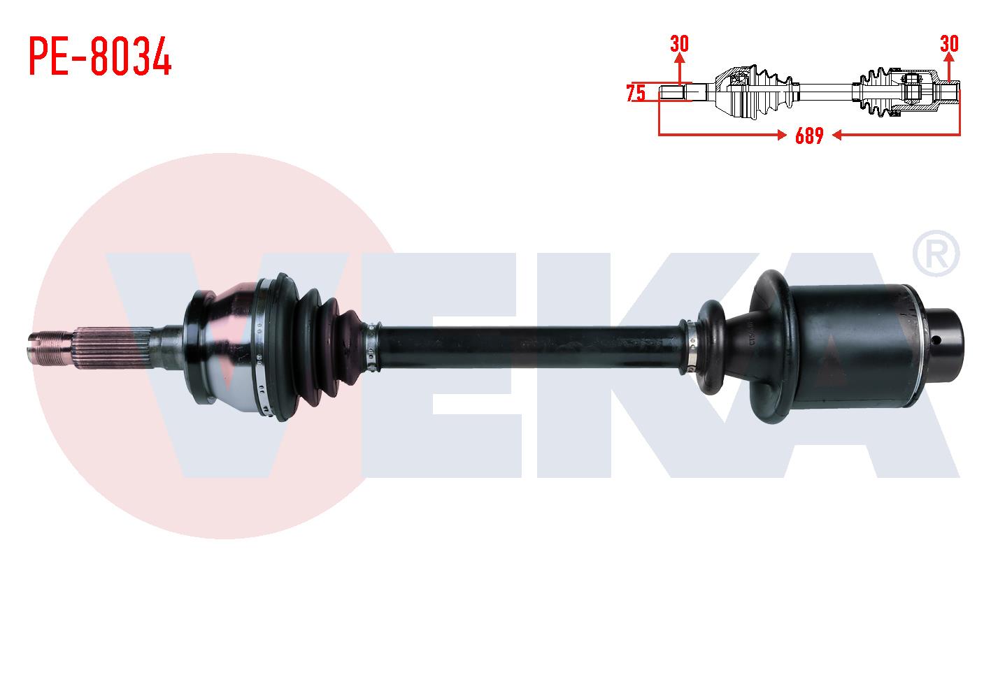 KOMPLE AKS SOL-SAG ON PEUGEOT J9 2.5 D UZUNLUK 690mm 1980-1988