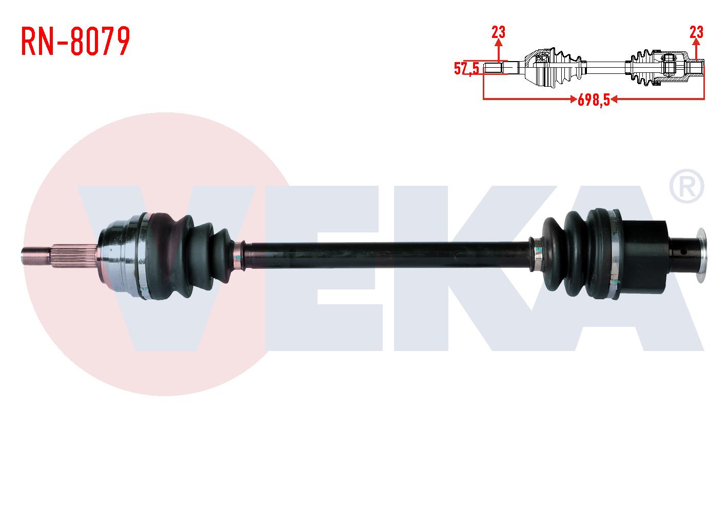 KOMPLE AKS SOL-SAG ON RENAULT R21 (B48,L48) CONCORDE 2.0 UZUNLUK 698,5mm 1986-1993