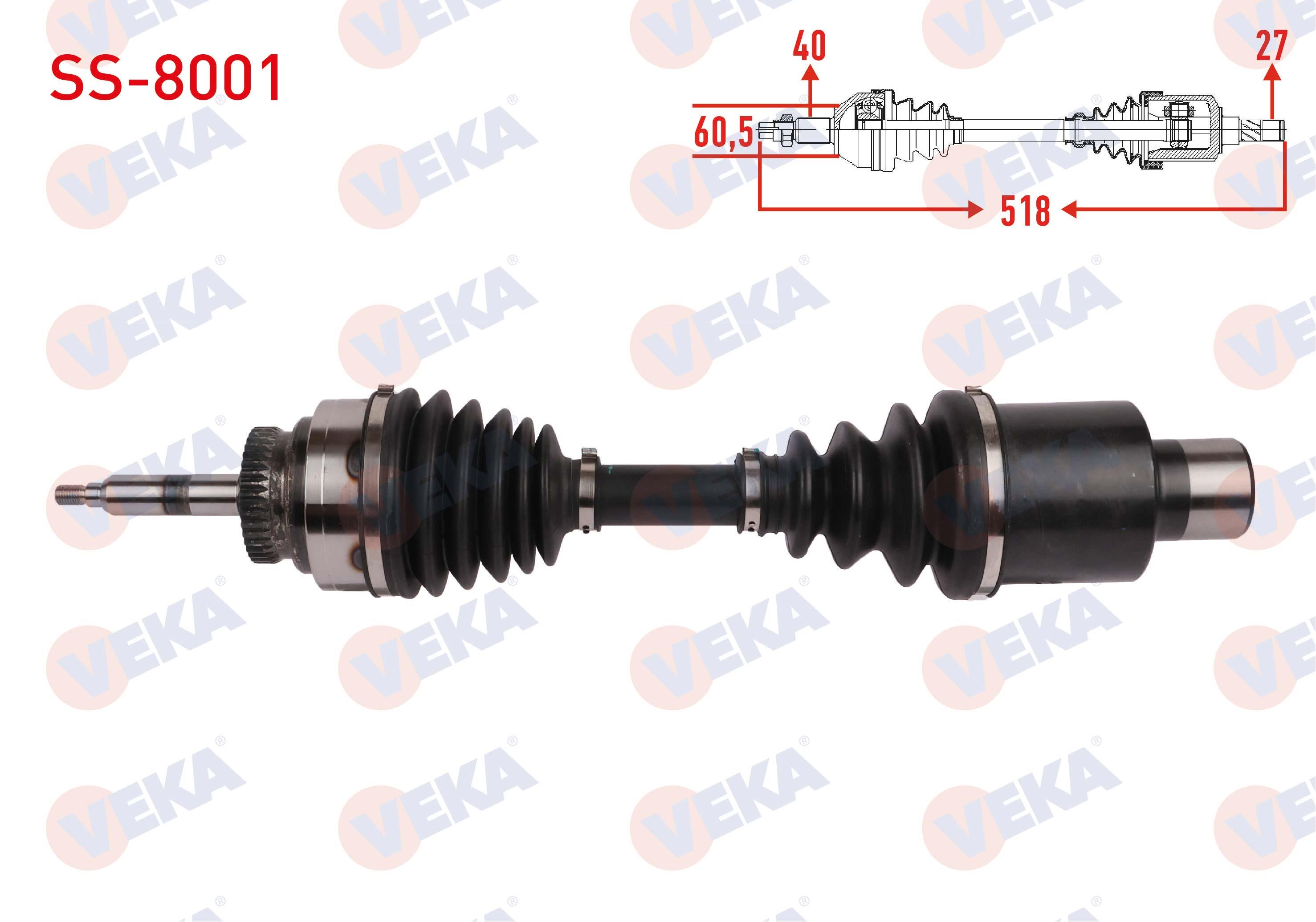 KOMPLE AKS SOL-SAG ON UZUNLUK 518mm SSANGYONG SSANGYONG REXTON (GAB) 2.7 XDI 2006- / ACYTON 2.0 XDI 2007-2013 / ACYTON SPORT 2.0 XDI 2011-