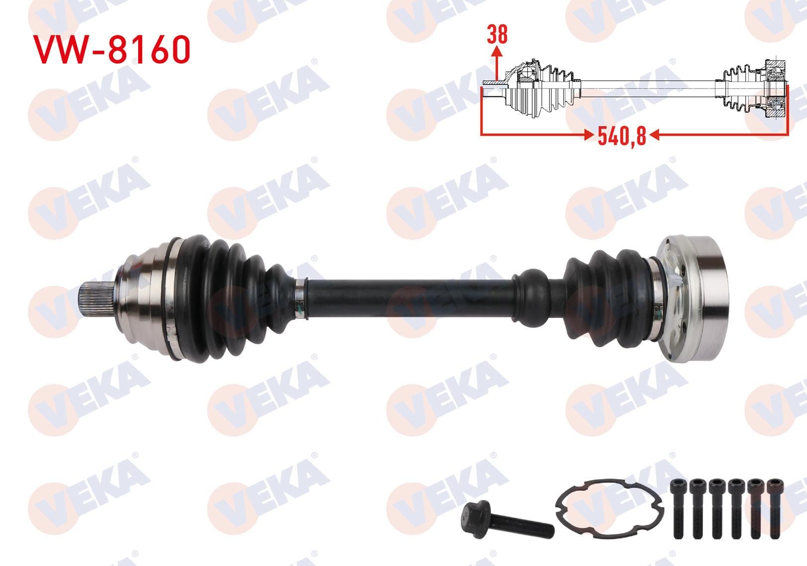 KOMPLE AKS SOL-SAG ON UZUNLUK 541mm VOLKSWAGEN TRANSPORTER IV 2.5 TDI 1995-2003