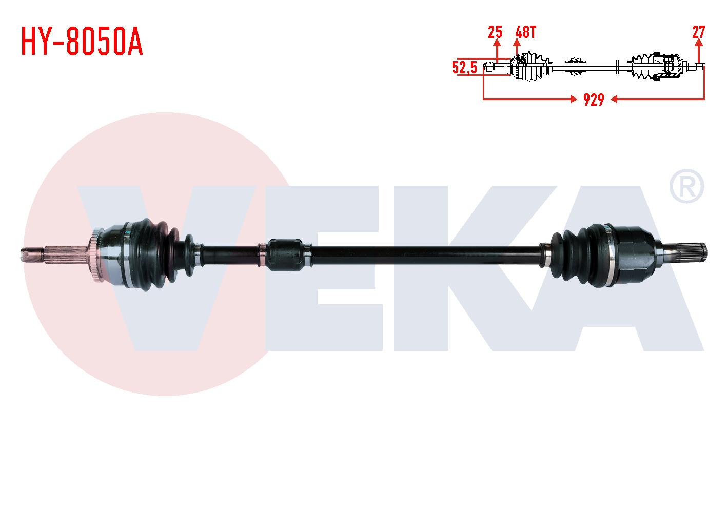 KOMPLE AKS SAG ON HYUNDAI ACCENT BLUE 1.6 CRDI 4 ILERI A-T ABSLI 48 DIS UZUNLUK 929mm 2012-