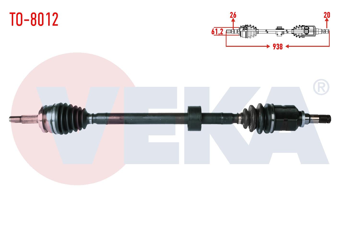KOMPLE AKS SAG ON TOYOTA COROLLA 1.4 D-4D M-T UZUNLUK 938 mm 2012-