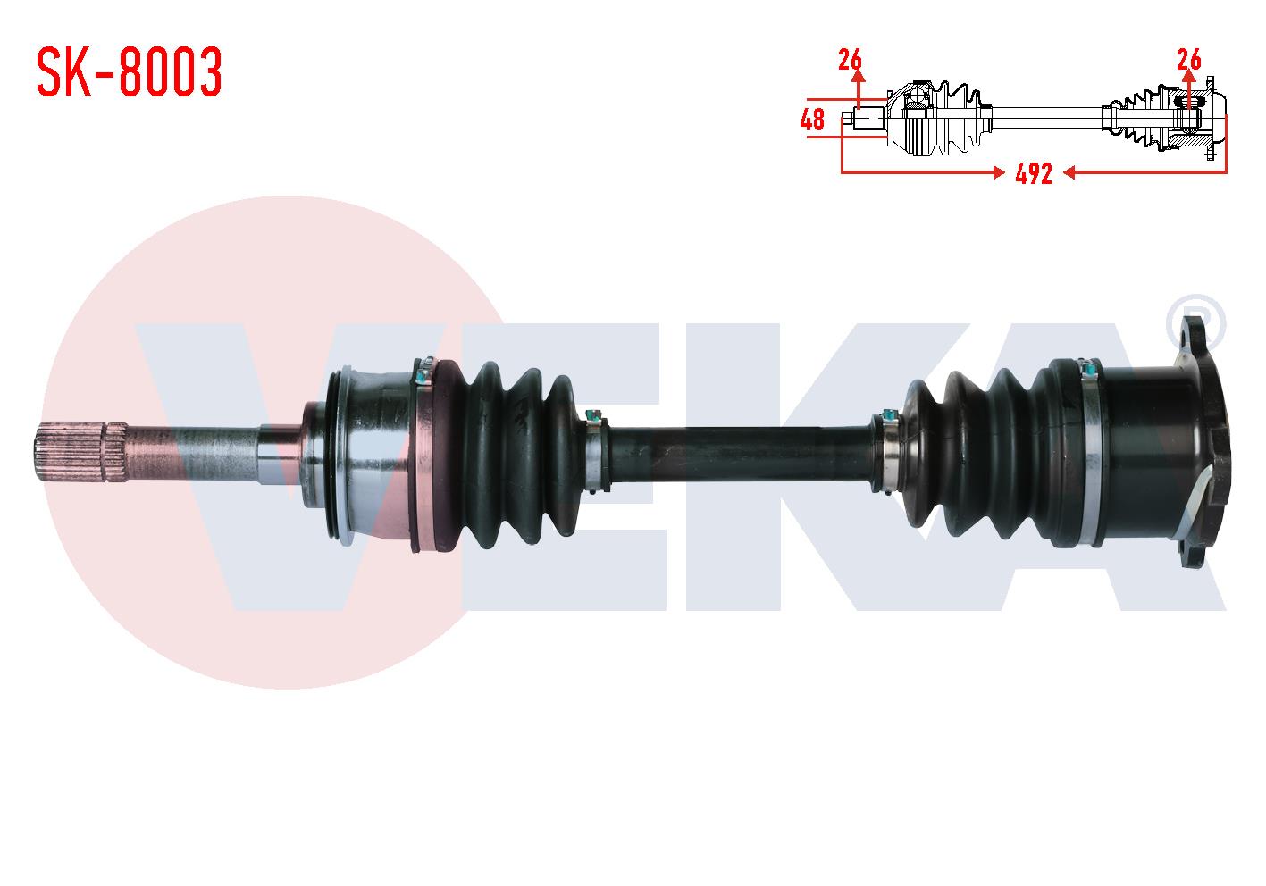KOMPLE AKS SOL ON SUZUKI VITARA (ET,TA) 1.6i 16v UZUNLUK 492mm 1988-1999