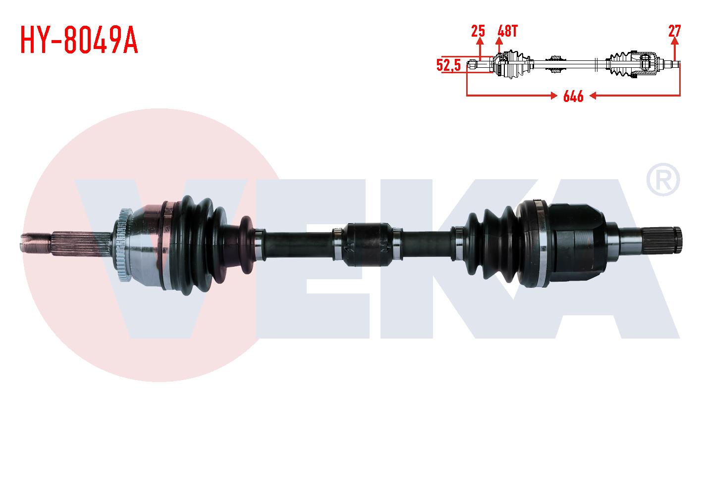 KOMPLE AKS SOL ON HYUNDAI ACCENT BLUE 1.6 CRDI 4 ILERI A-T ABSLI 48 DIS UZUNLUK 646mm 2012-