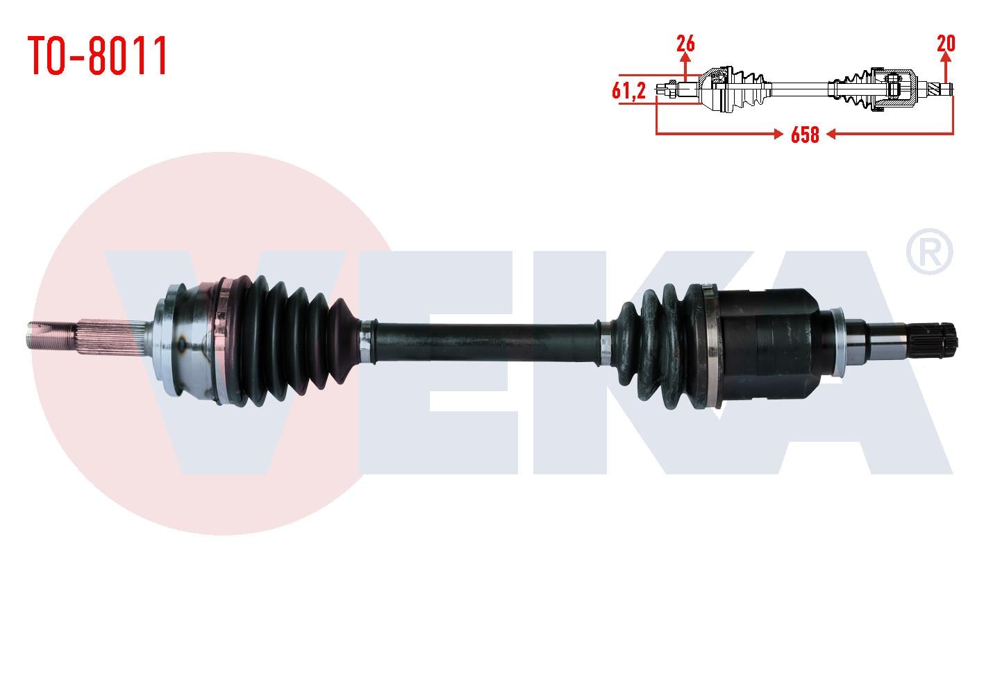 KOMPLE AKS SOL ON UZUNLUK 658mm TOYOTA COROLLA 1.4 D-4D M-T 2012-2018/ AURIS (NZE18,ZRE18) 1.4 D-4D M-T 2012-2018