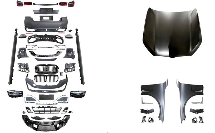 KOMPLE BODY KİT F01/F02 [DONUSUM => G11/G12-LCI] PDCLI:ÖN/ARKA, 0-0-ÇıKıŞ, PANJ-LU, EGZ.UÇLU, KAPUT/ÇAMURLUK/BAGAJ KAP., FAR/STOP -LUXURY-