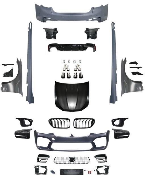 KOMPLE BODY KİT G30-LCI PDCLI:ARKA, 2B2-ÇıKıŞ, MRŞP-LI, PANJ-LU, EGZ.UÇLU, KAPUT/ÇAMURLUK, AYNA KAPAKLARı -///M5 (F90-LCI) STYLE- 2020-