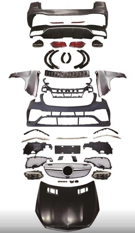 KOMPLE BODY KİT W166 [ML 2011-15 DONUSUM=> GLE 2016-19] PANJ-LU, EGZ.UÇLU, KAPUT/ÇAMURLUK, FAR/STOP -AMG-