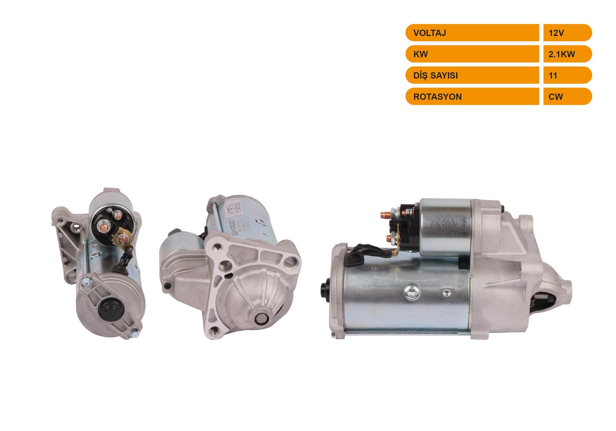 MARS MOTORU 12V/2.1KW 11 DIS CW (STR3075) CLIO II - III 1.5 DCI 98-12/ KANGOO 1.5 DCI 05-/  LAGUNA II-III 1.5 DCI 01-/ MEGANE II-II 1.5 DCI 02-15/ SCENIC II 1.5 DCI 03-09/ VIVARO A 1.9 DCI 02-14